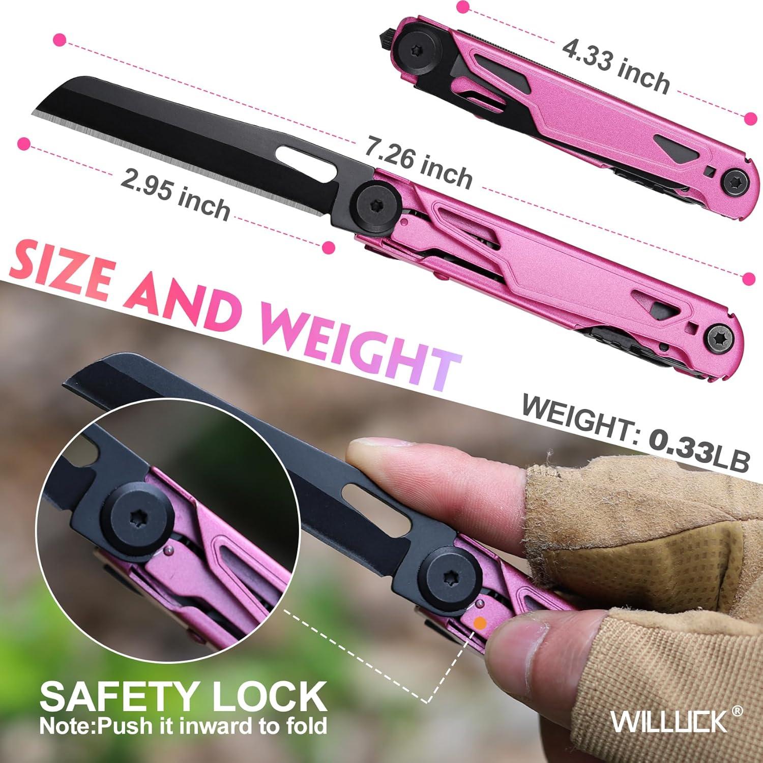 Cuchillo Multitool 9 en 1 WILLUCK Rosa - Regalo para Mujeres