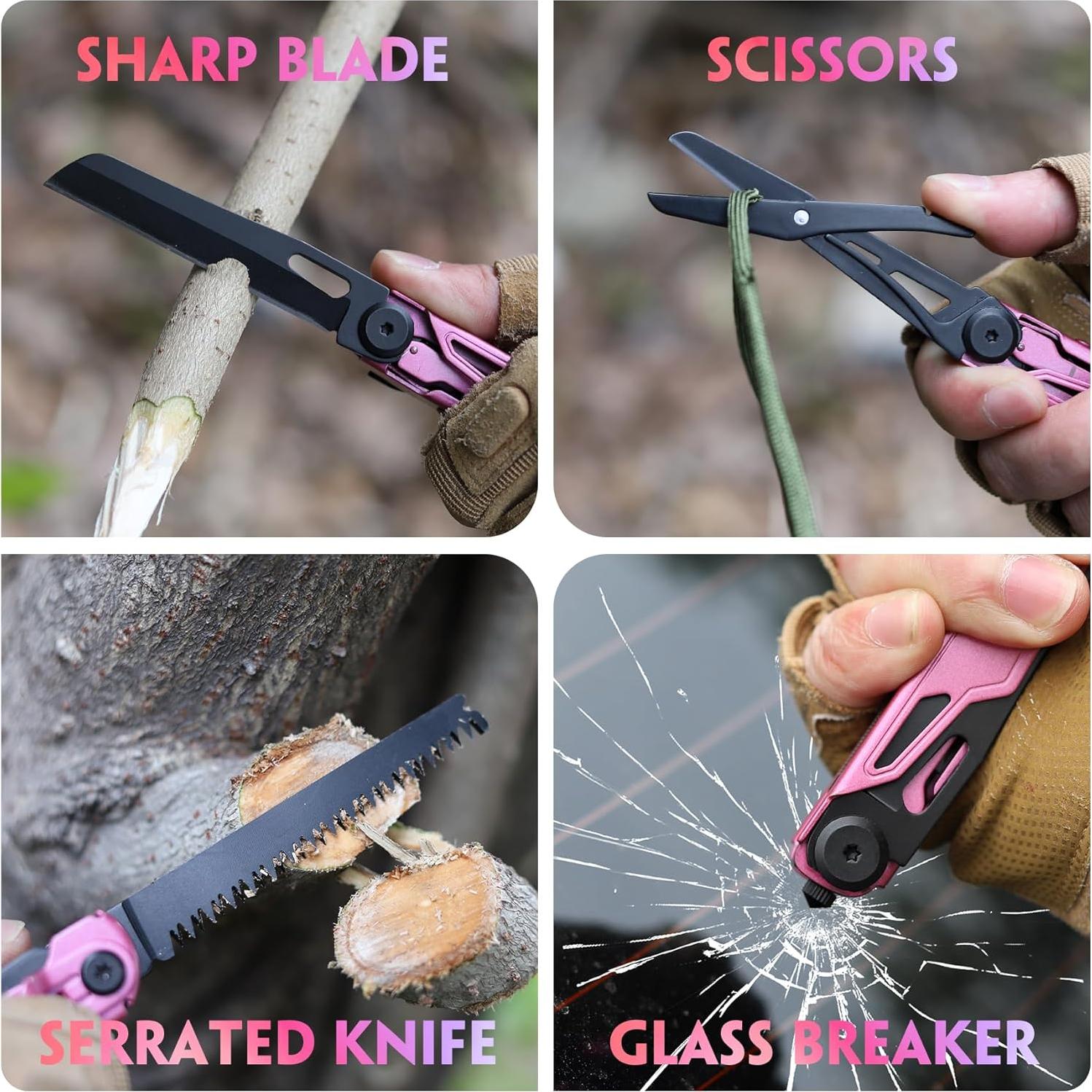 Cuchillo Multitool 9 en 1 WILLUCK Rosa - Regalo para Mujeres