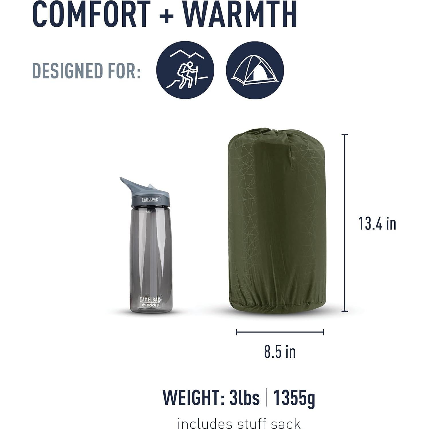 Sea to Summit Camp Plus Self-Inflating Foam Sleeping Mat for Camping, Rectangular - Large (79 x 25 x 3 inches)