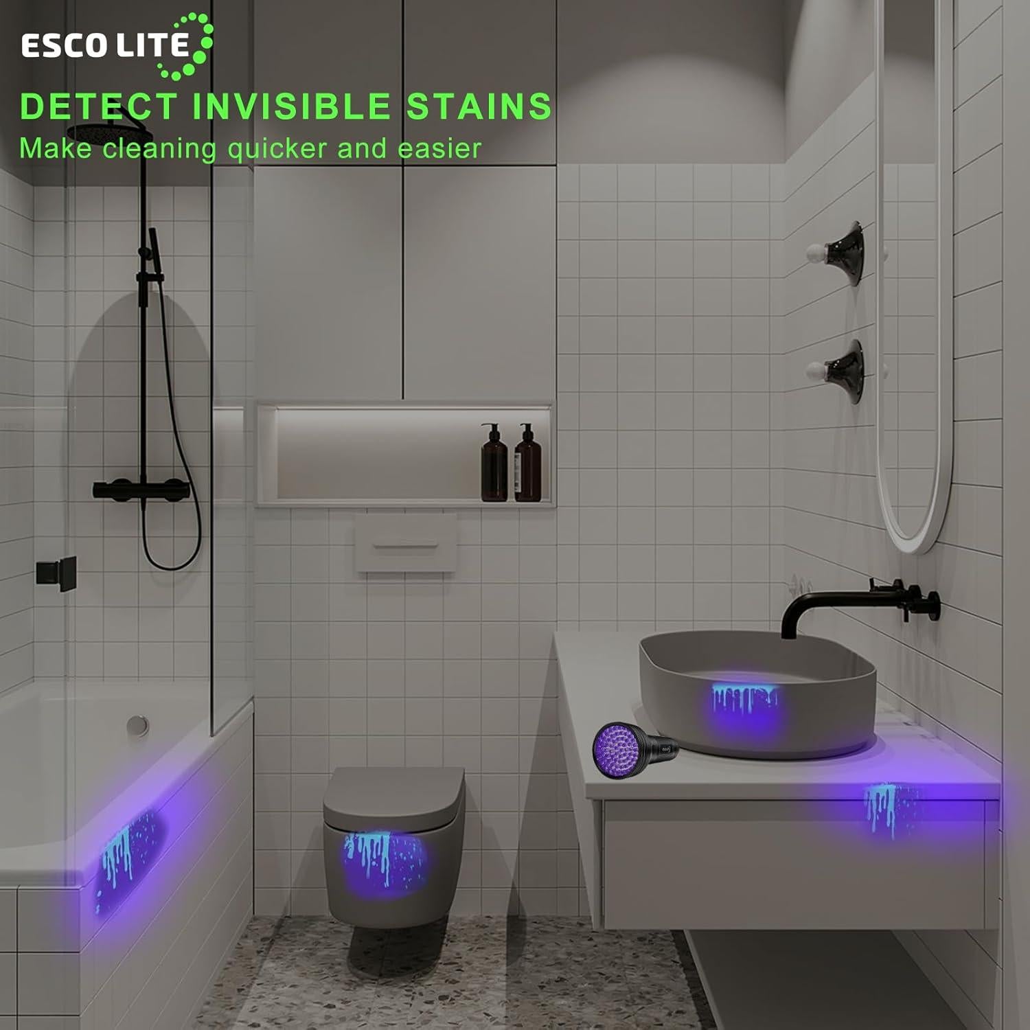 Linterna UV Escolite 51 LED Luz Negra Detector de Orina