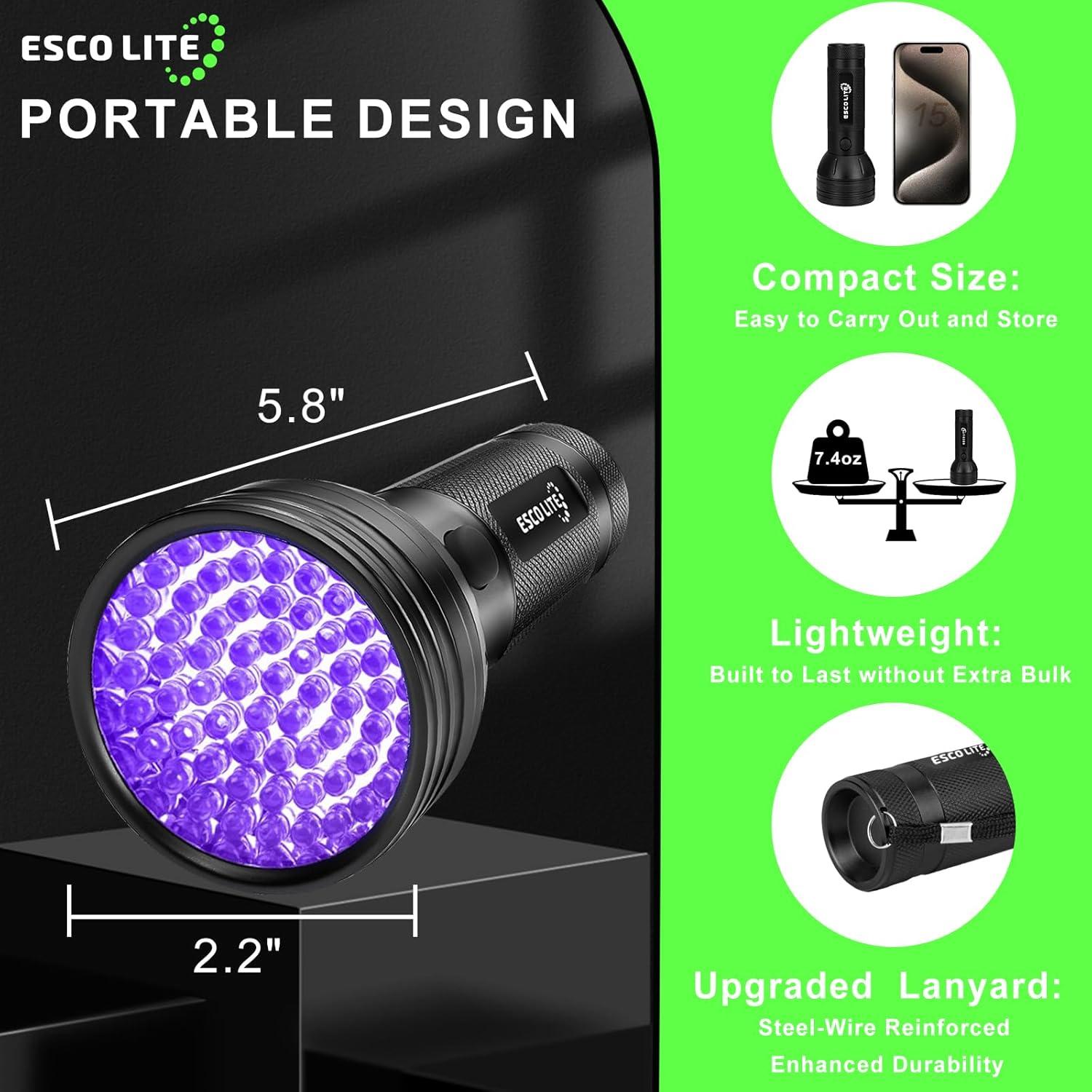Linterna UV Escolite 51 LED Luz Negra Detector de Orina