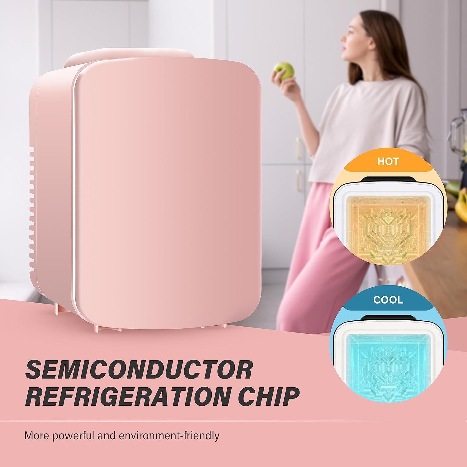 Nevera Mini Portátil YSSOA 4L Rosa Enfriador y Calentador