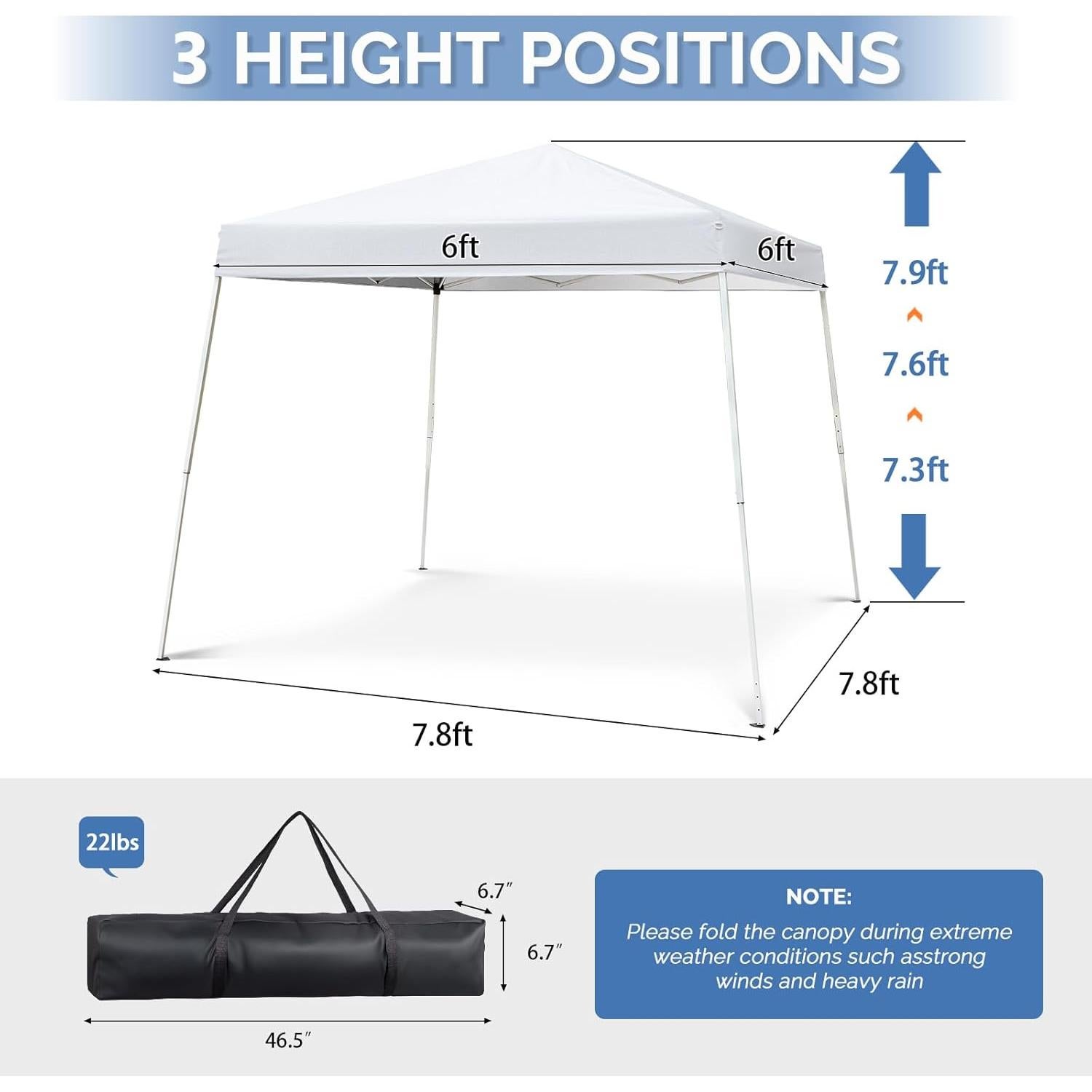 Carpa Plegable VINGLI 1.83x1.83m Blanca Impermeable