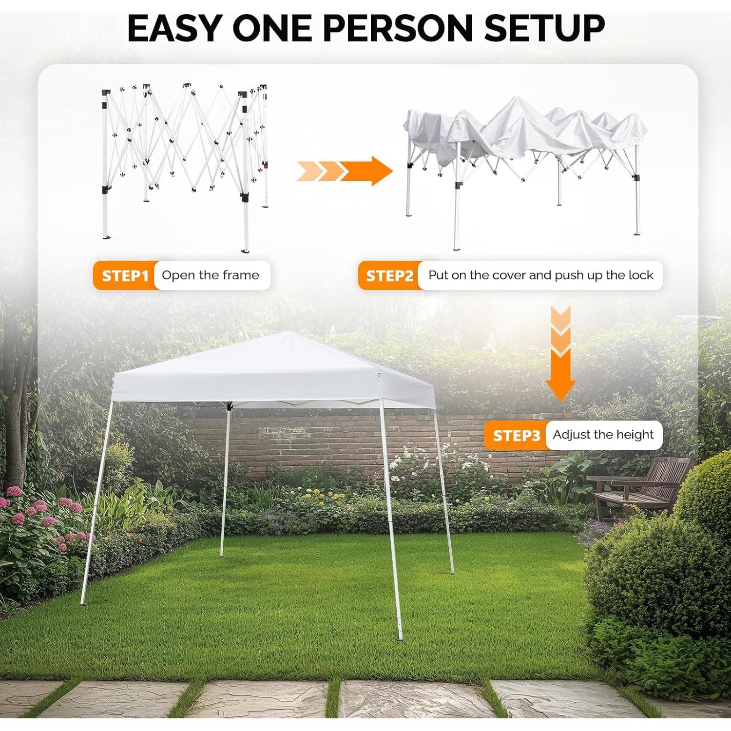 Carpa Plegable VINGLI 1.83x1.83m Blanca Impermeable