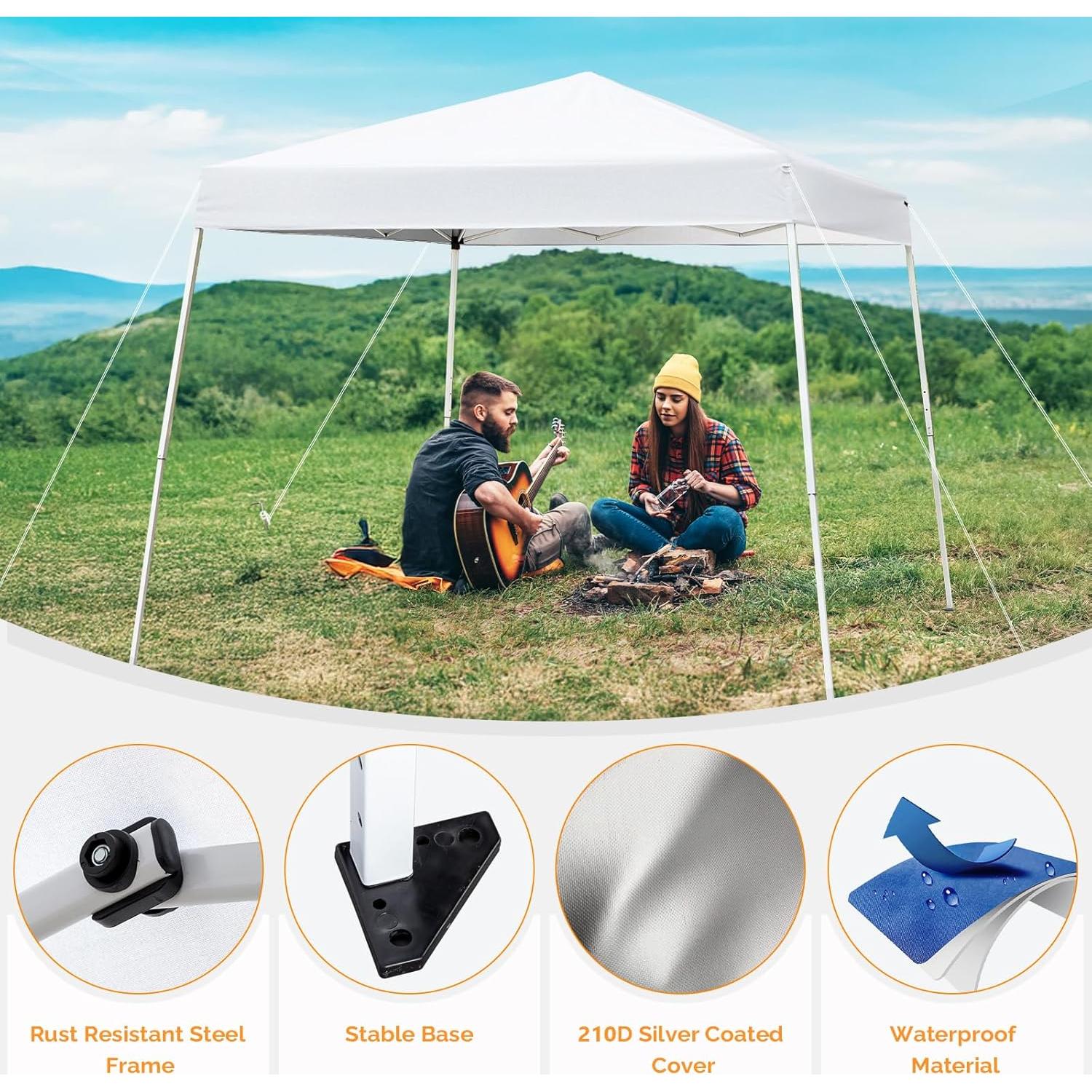 Carpa Plegable VINGLI 1.83x1.83m Blanca Impermeable