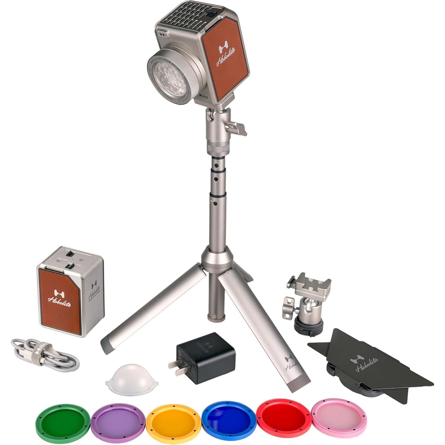 Kit de Luz de Video Micro HOBOLITE 8W con Pantalla LCD y Filtros