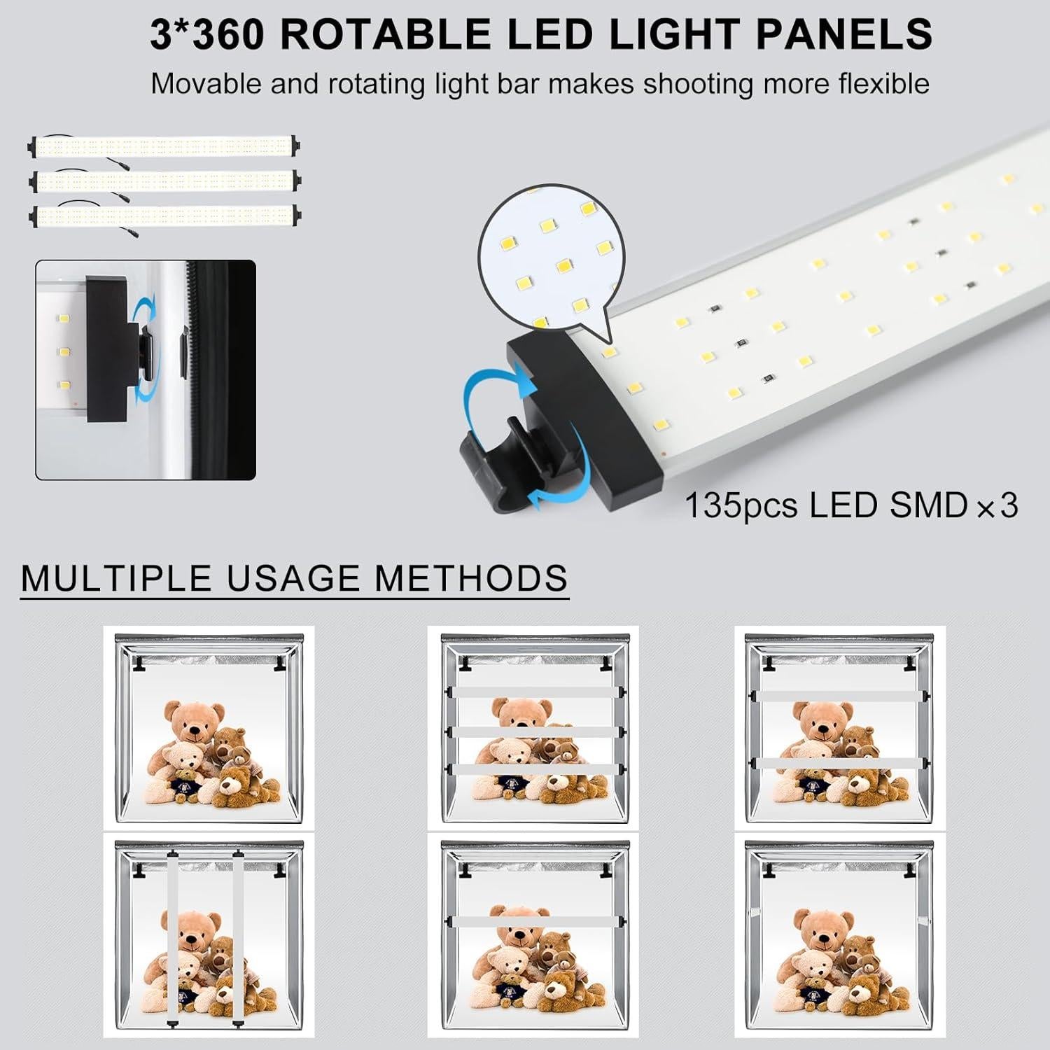 Caja de Luz Fotográfica Grande 99cm x 99cm LTRINGYS con 405 LED