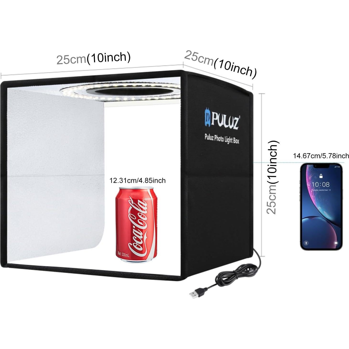 Caja de Luz de Estudio PULUZ 25 cm Portátil con 12 Fondos