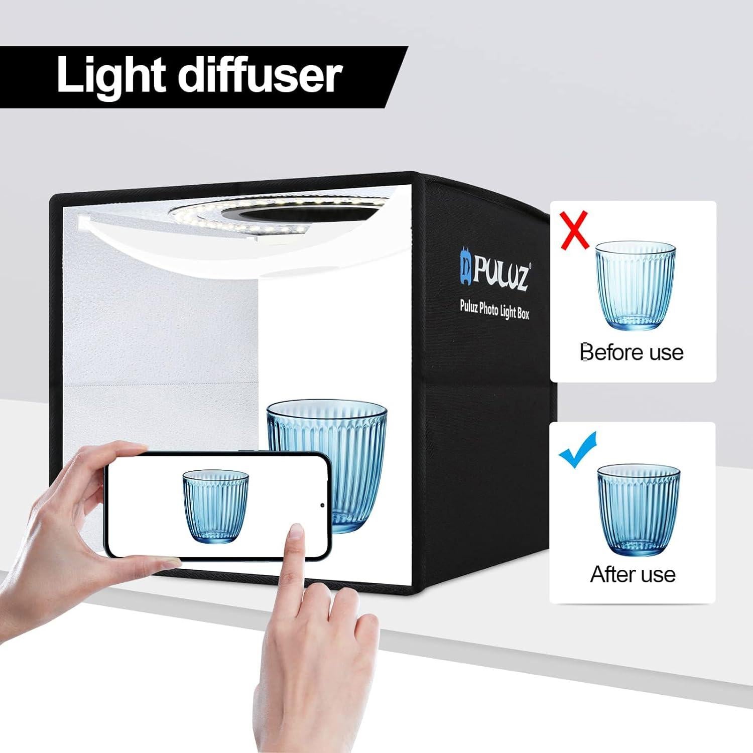 Caja de Luz de Estudio PULUZ 25 cm Portátil con 12 Fondos