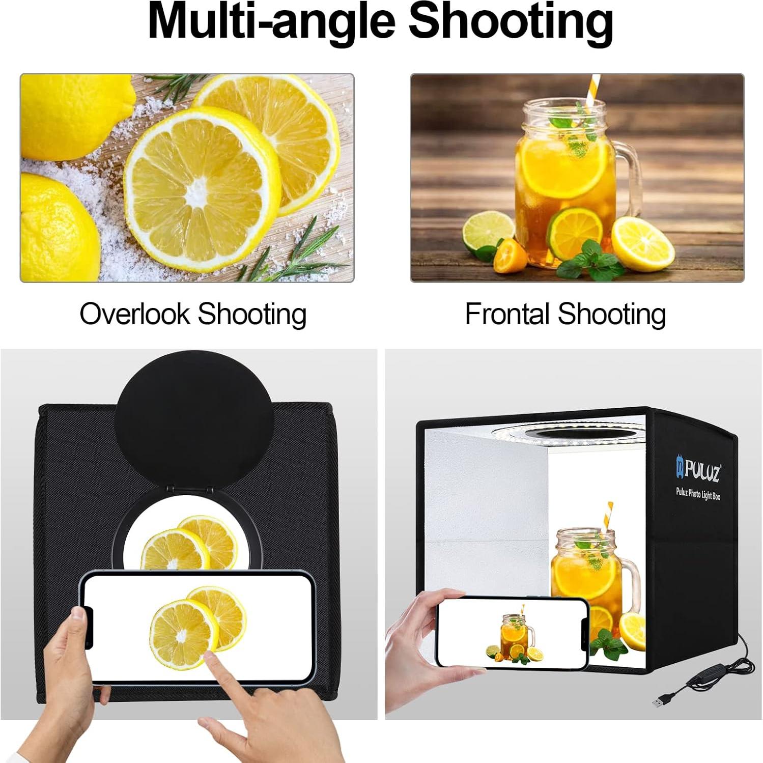 Caja de Luz de Estudio PULUZ 25 cm Portátil con 12 Fondos