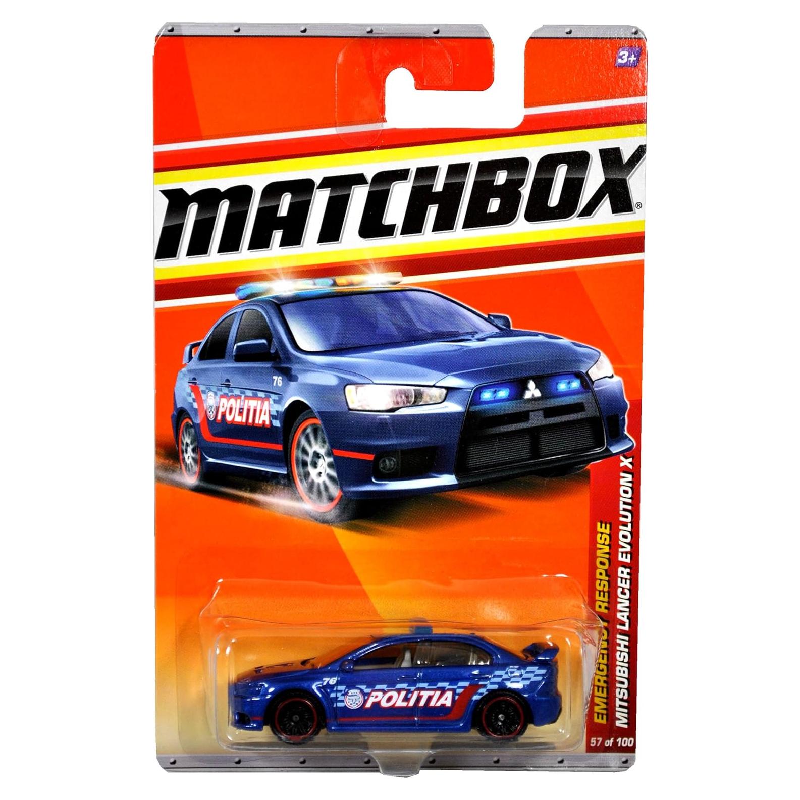 Matchbox 2010 Coche Policía Mitsubishi Lancer 1:64 Azul