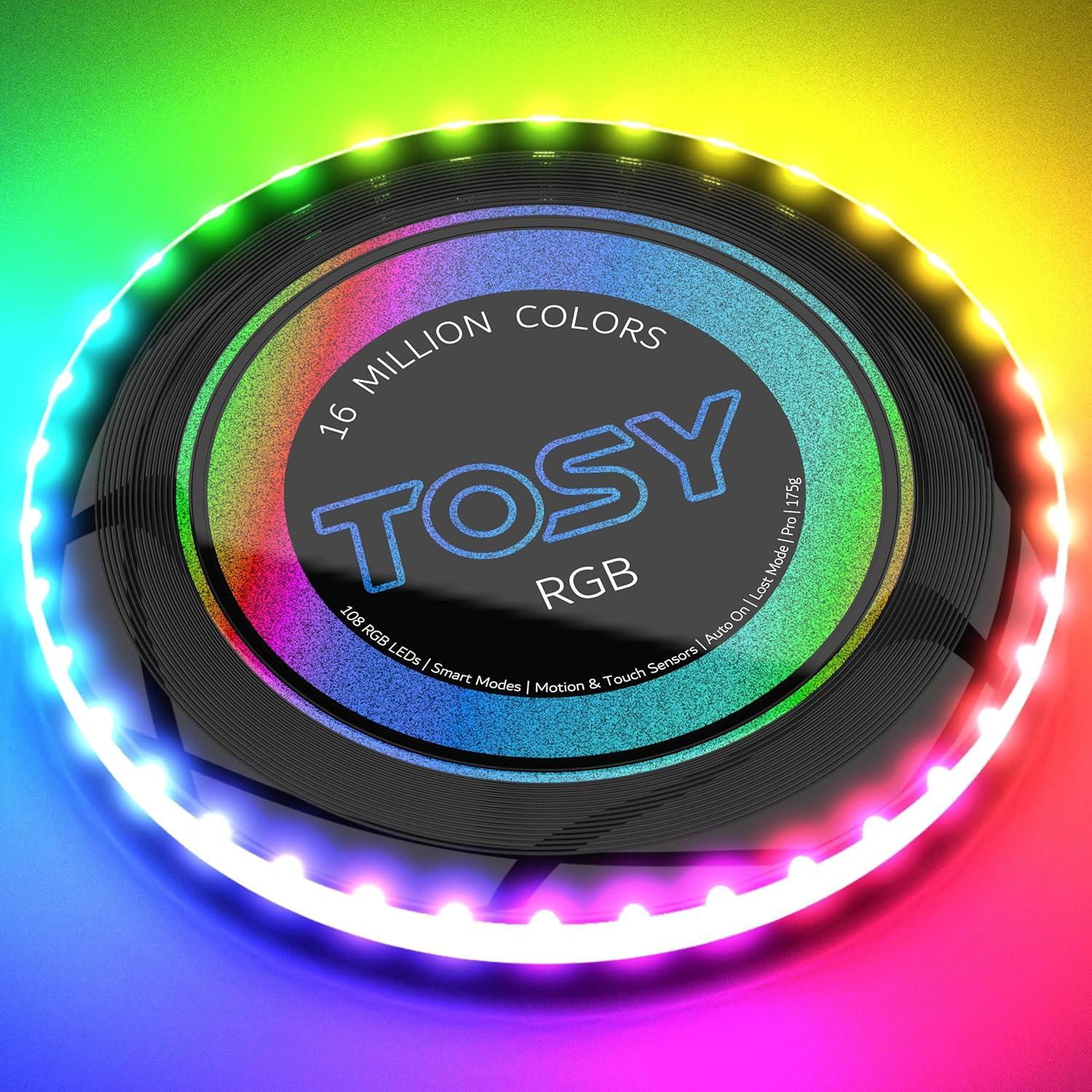 Frisbee LED TOSY Paquete de 3 - Negro y Azul, 16 Millones de Colores