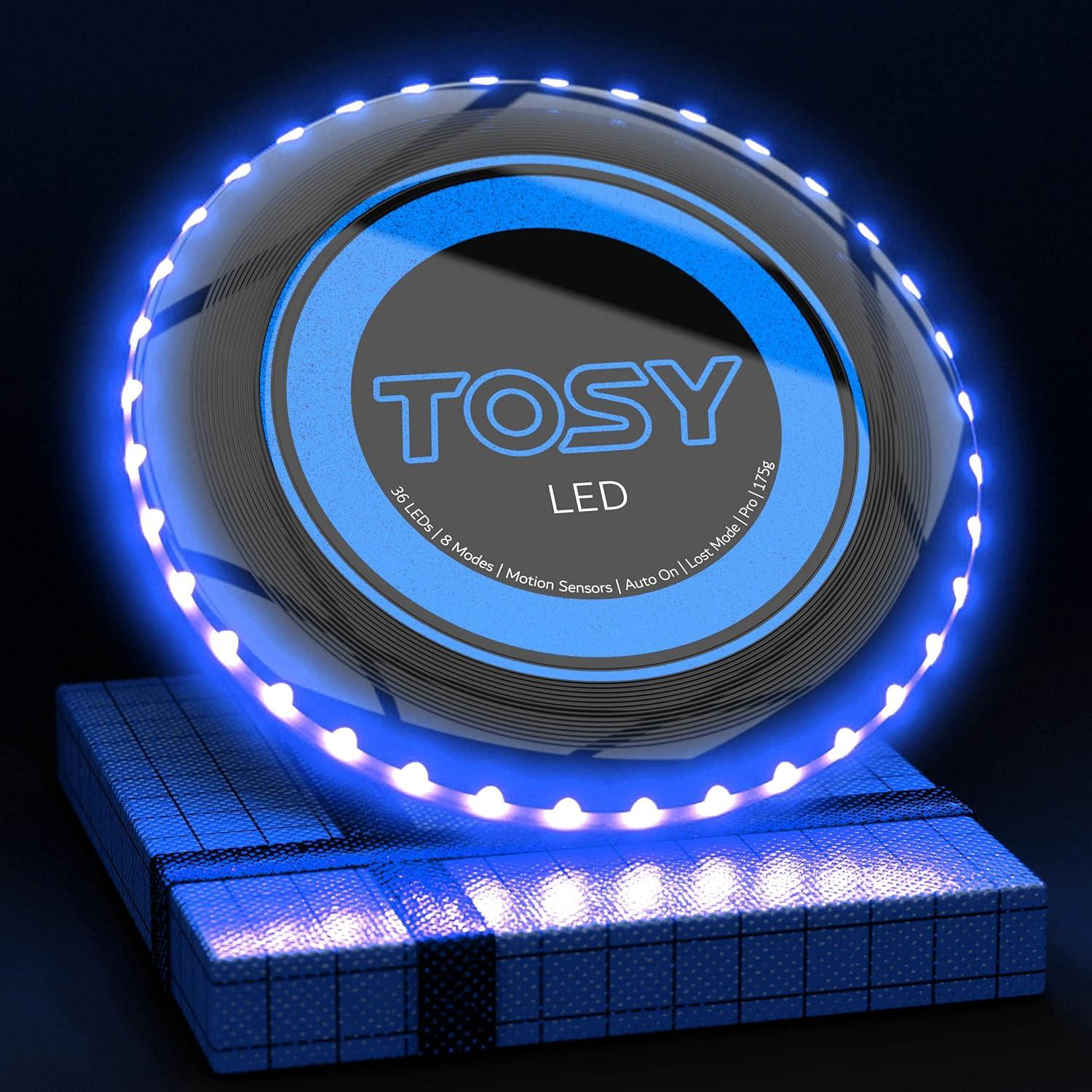 Frisbee LED TOSY Paquete de 3 - Negro y Azul, 16 Millones de Colores