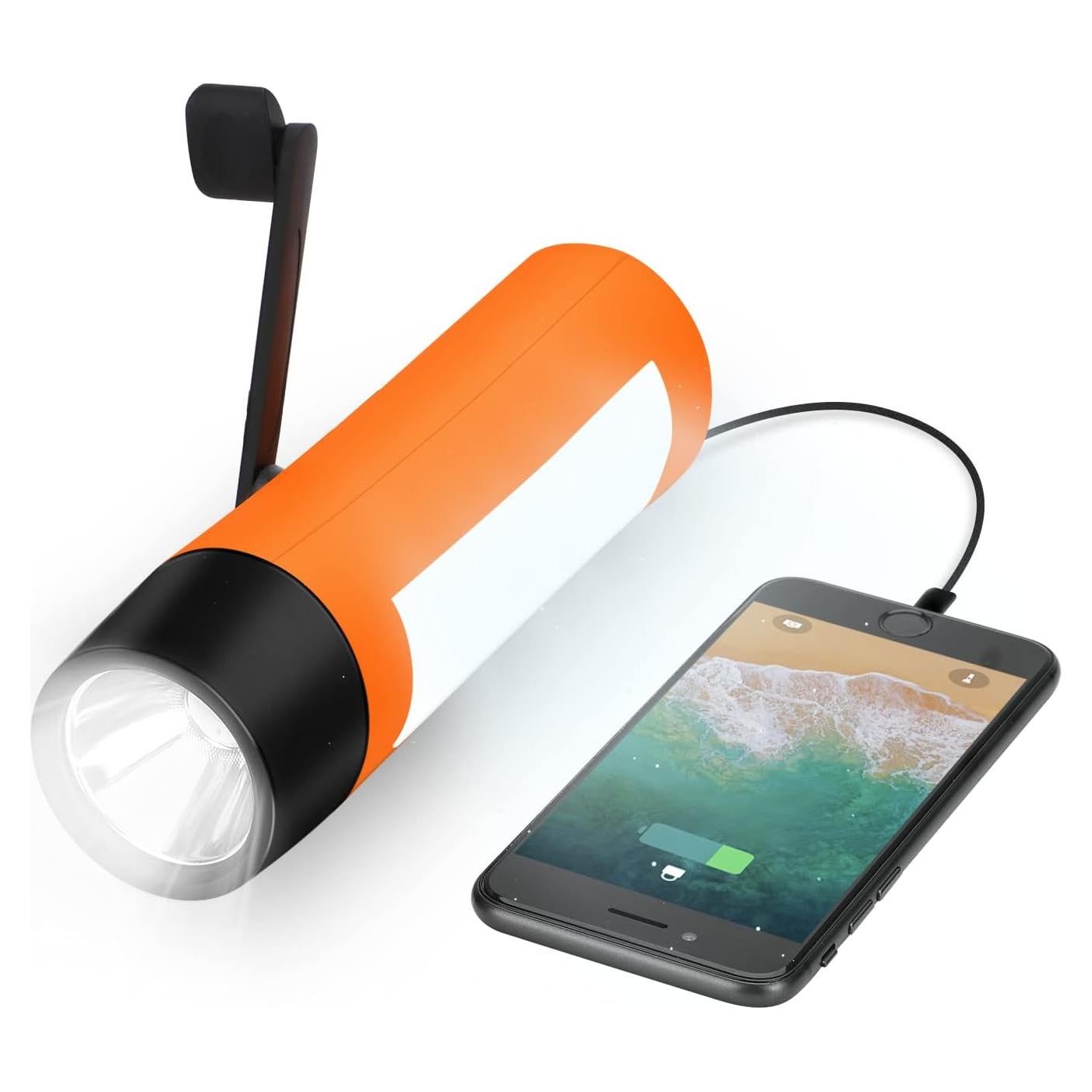 Linterna de Manivela VFAN VP101 Recargable USB 18h Naranja