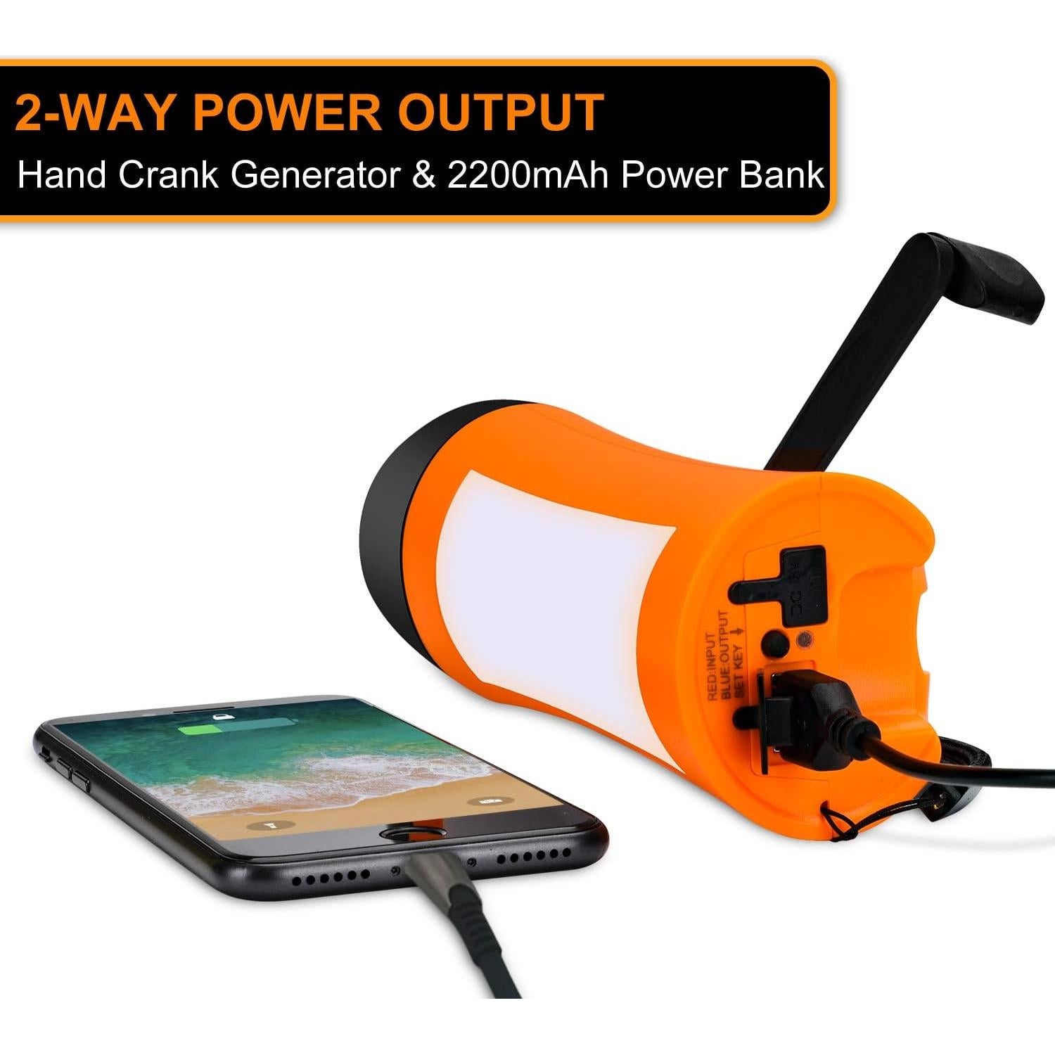 Linterna de Manivela VFAN VP101 Recargable USB 18h Naranja