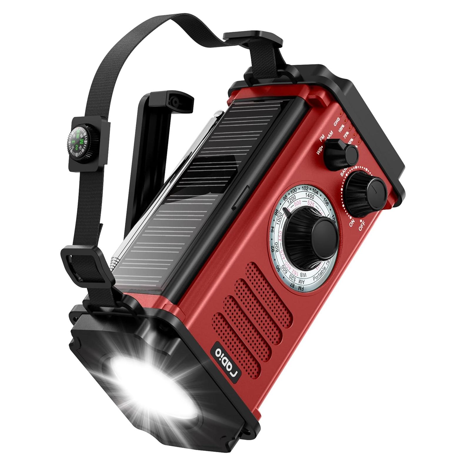 Radio de Emergencia Solar TM MD-107 10000mAh Roja con Linterna