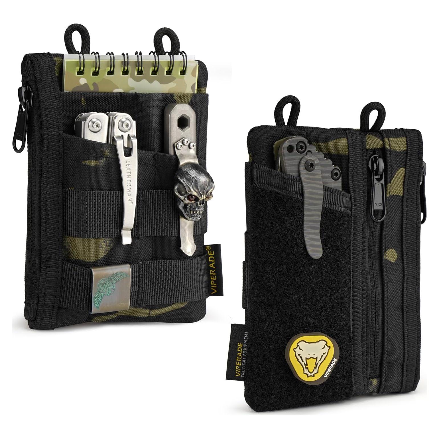 VIPERADE VE18 EDC Pouch, Pocket Organizer for Men, EDC Pocket Organizer, 3 Slots with 2 Zipper Pockets, Multitool Pouch