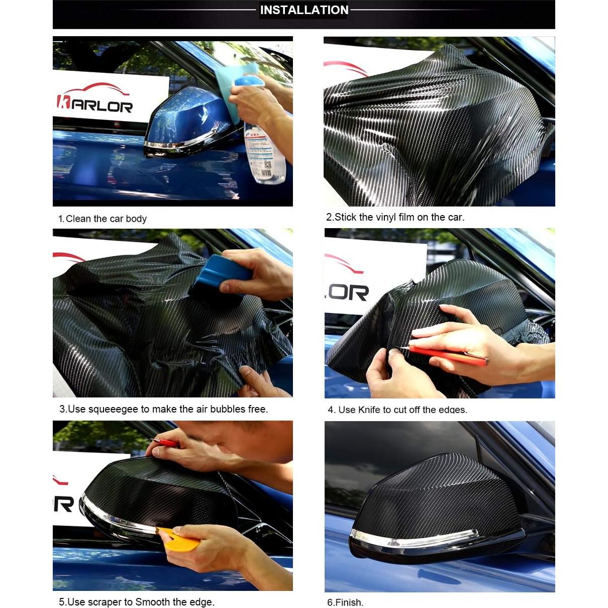 Vinilo de Fibra de Carbono LZLRUN 5D 0.30m x 1.52m para Autos