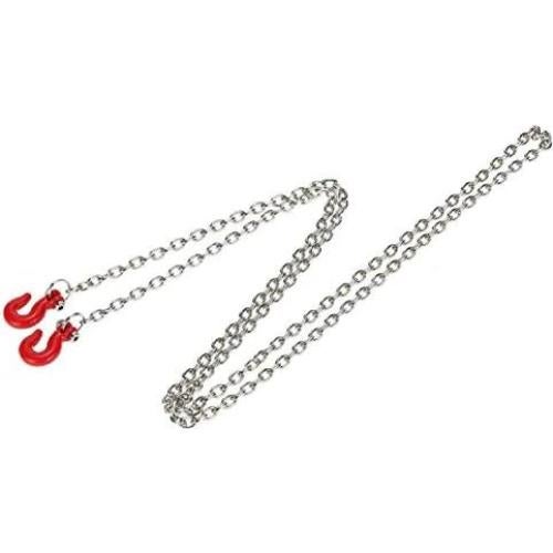 Gancho de Remolque y Cadena Metal RC 60cm Plata Rojo