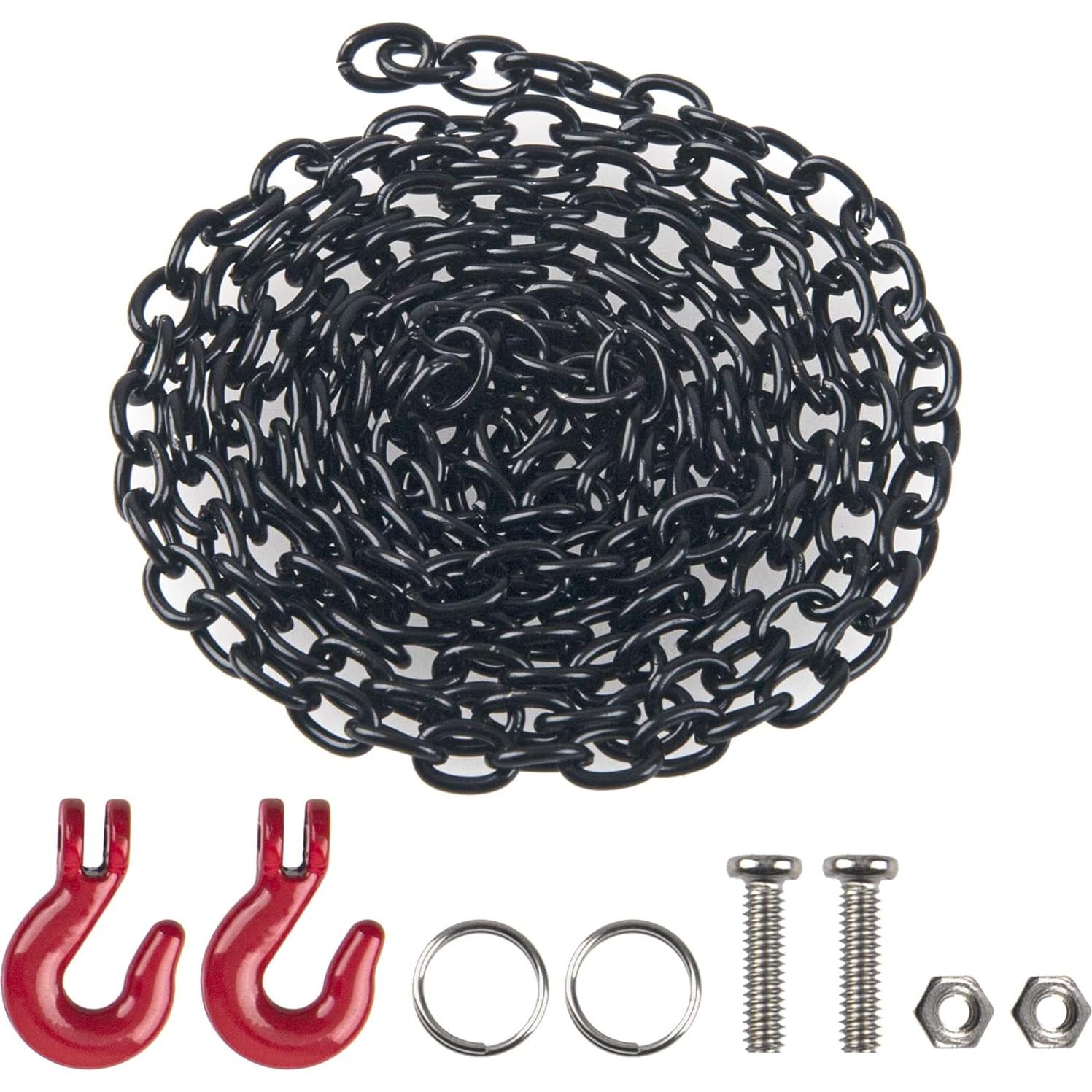 Gancho de Remolque y Cadena Metal RC 60cm Plata Rojo