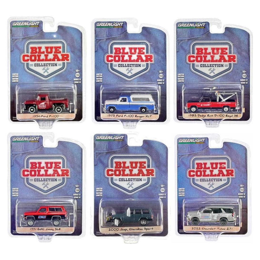 Set de 6 Autos Diecast 1/64 Greenlight Blue Collar Serie 12