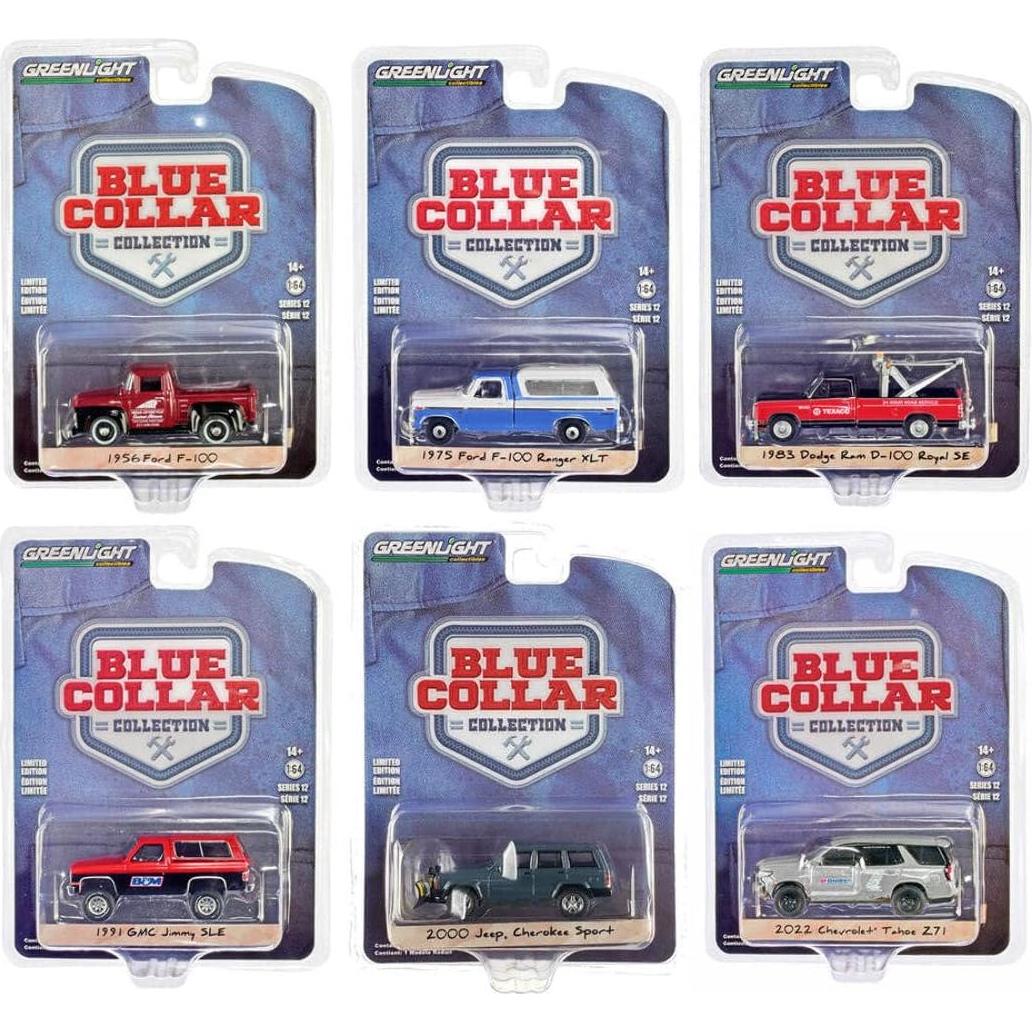 Set de 6 Autos Diecast 1/64 Greenlight Blue Collar Serie 12