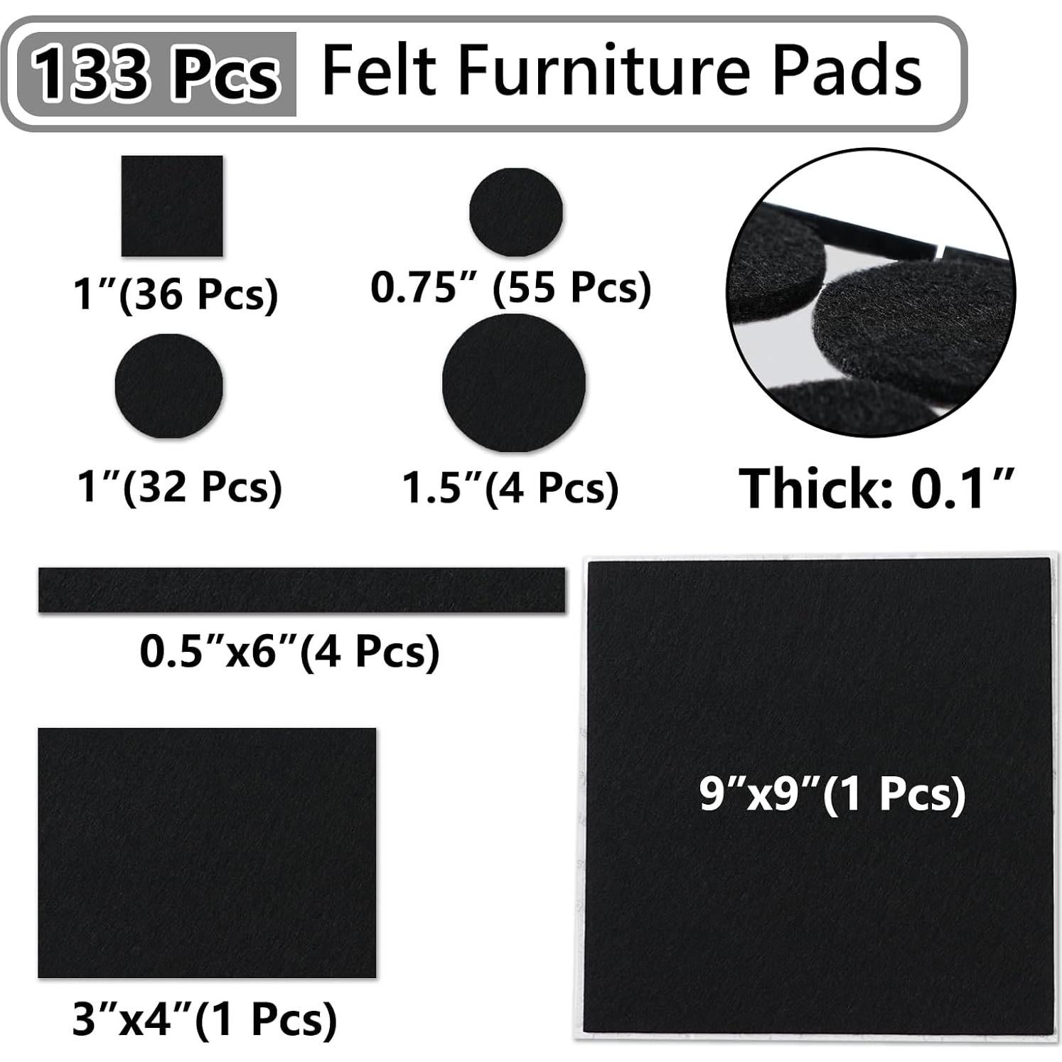 Jayen 133 Pcs Almohadillas de Fieltro Autoadhesivas Antirayaduras
