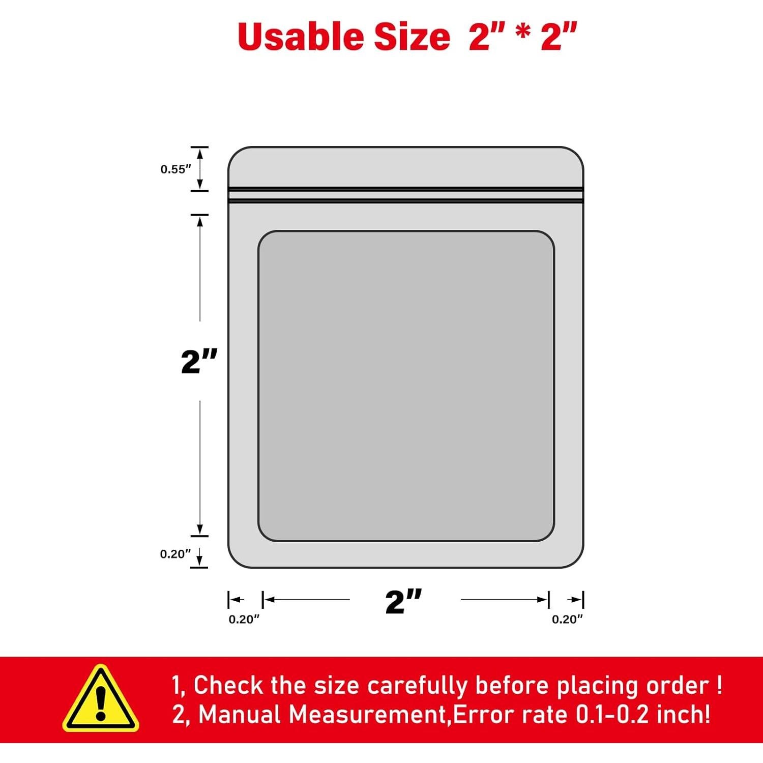 Paquete de 100 bolsas de Mylar EONJOE 5.08x5.08 cm resellables
