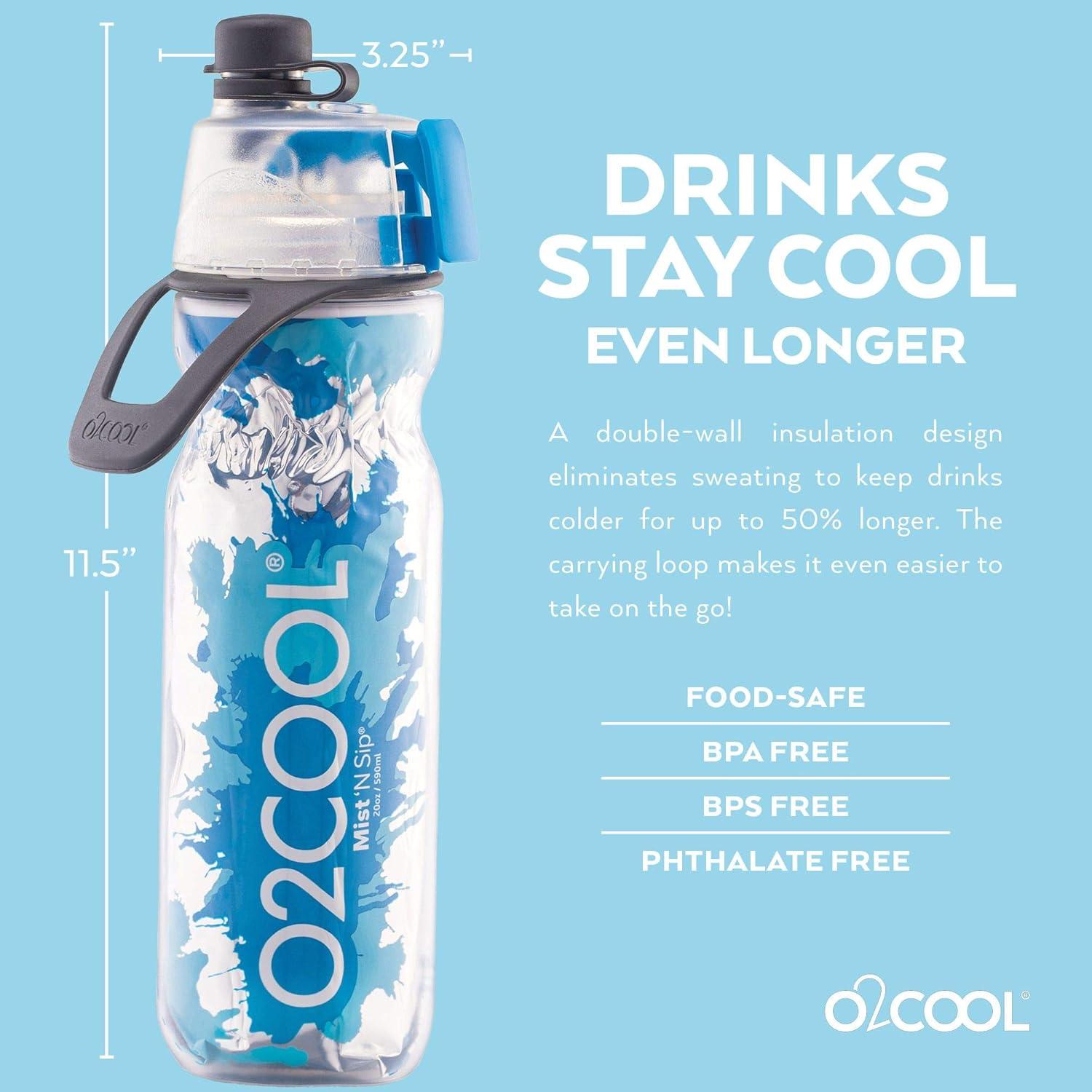 Botella de Agua O2COOL Mist 'N Sip 20 oz Verde Prisma Ombre