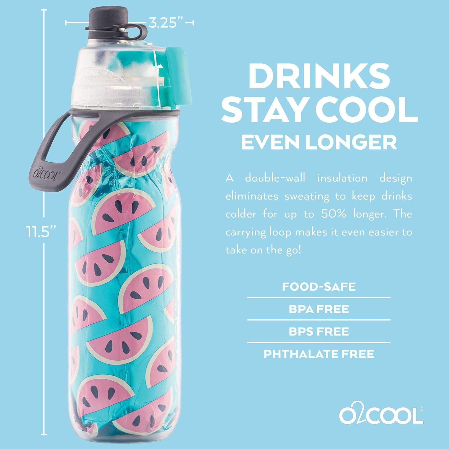 Botella de Agua O2COOL Mist 'N Sip 20 oz Reutilizable Sandía