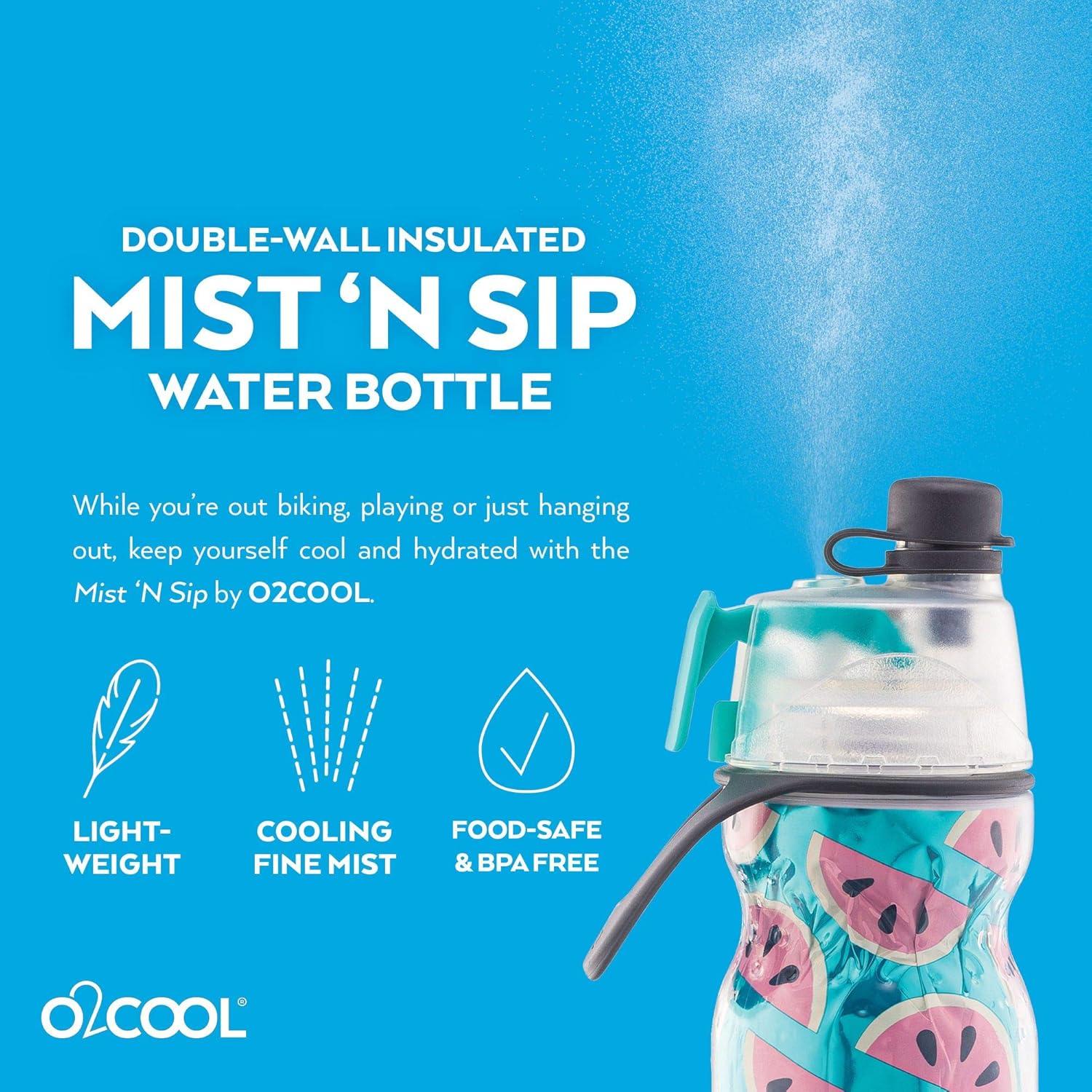 Botella de Agua O2COOL Mist 'N Sip 20 oz Reutilizable Sandía
