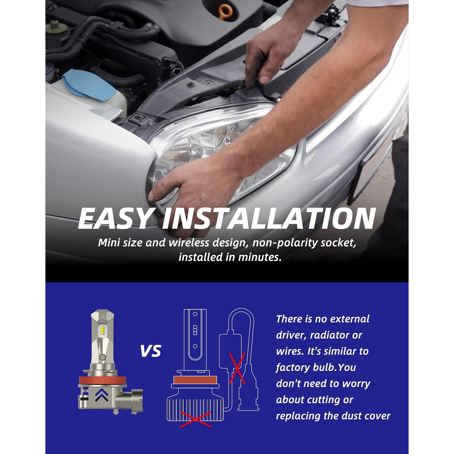 Bombillas LED para Niebla AUTOONE H11 H8 H9 18000LM 6000K