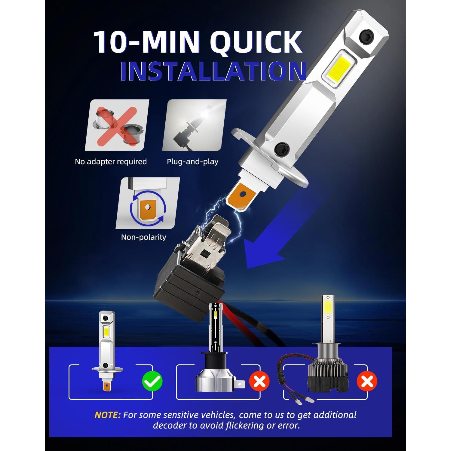 Bombillas de Niebla H1 AUTOONE Ultra Brillante 6500K Paquete de 2