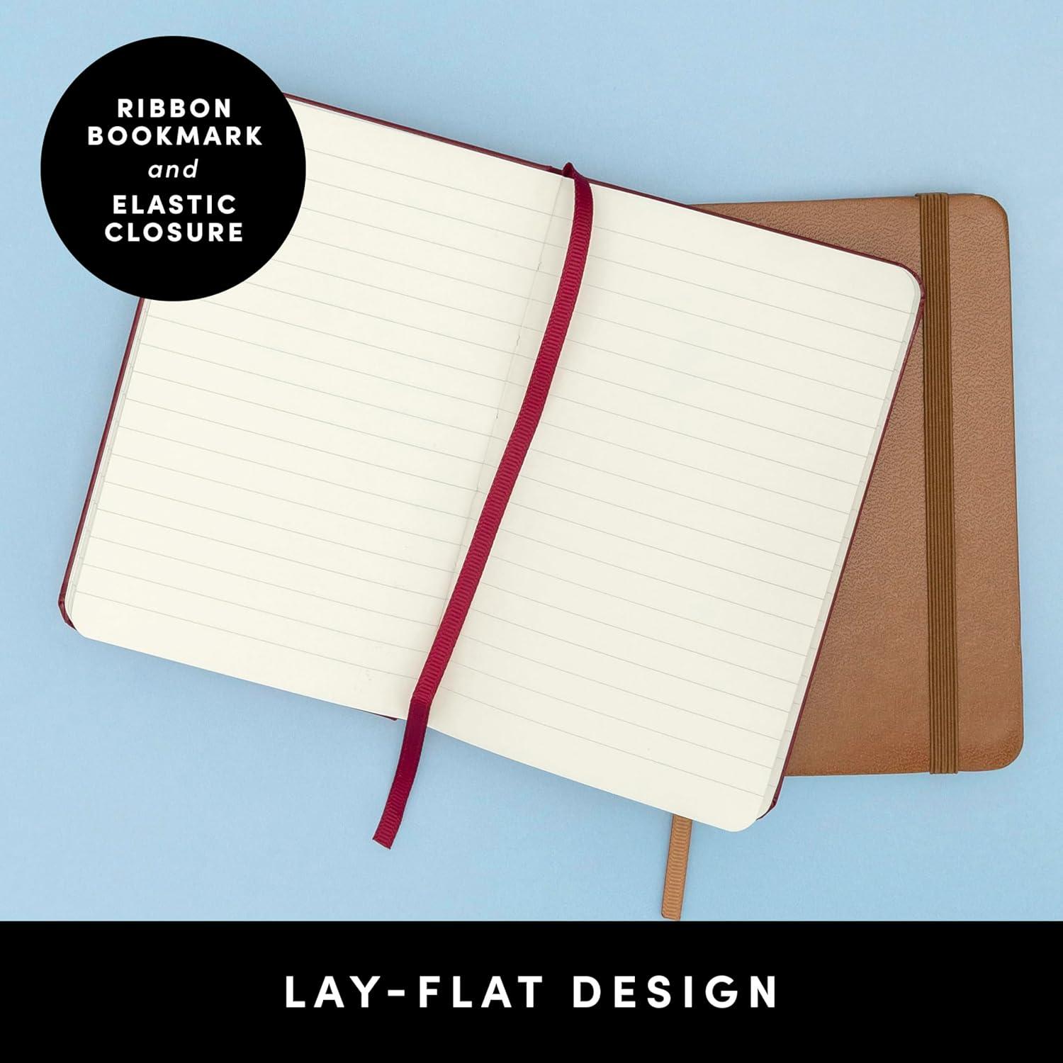 PAPERAGE Lined Pocket Journal Notebook, 2 Pack, (Black), 160 Pages, Small Notebook, 3.6 inches x 5.6 inches - 100 gsm Thick Paper, Hardcover