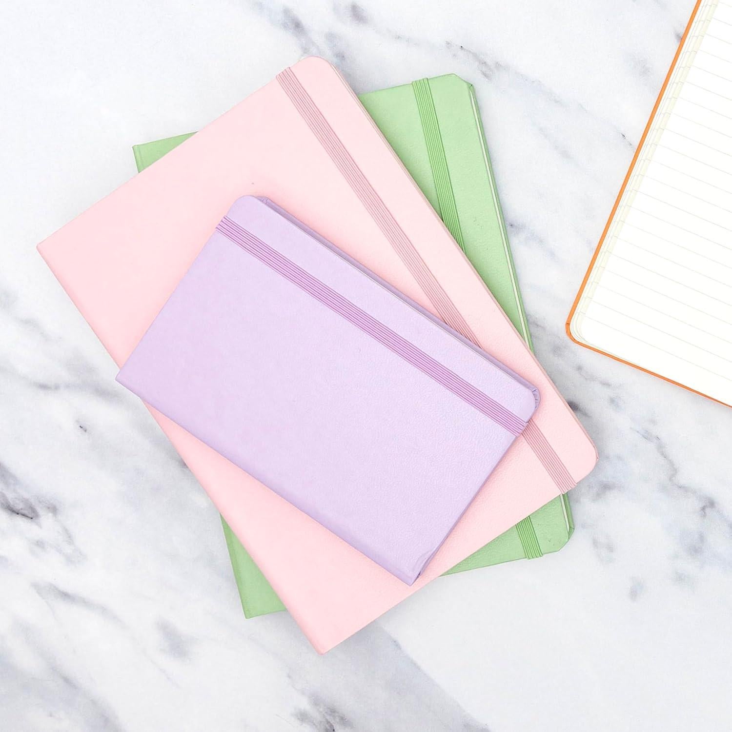 PAPERAGE Lined Pocket Journal Notebook, 2 Pack, (Black), 160 Pages, Small Notebook, 3.6 inches x 5.6 inches - 100 gsm Thick Paper, Hardcover