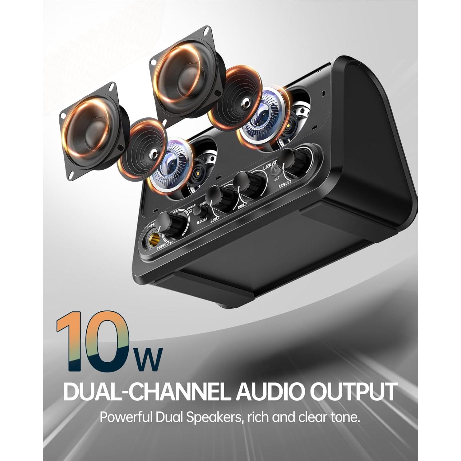 Mini Amplificador de Guitarra LEKATO 10W Portátil Bluetooth