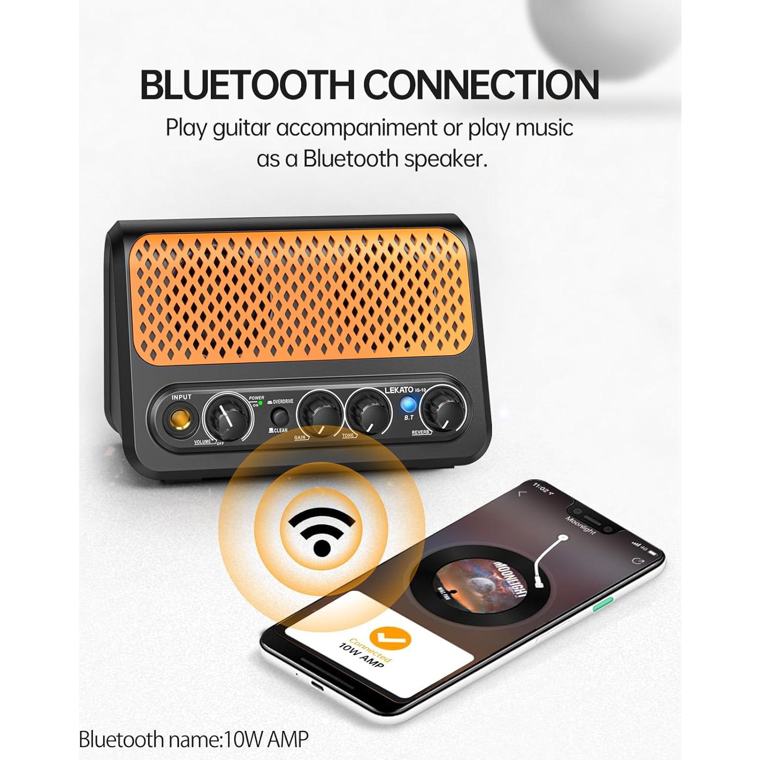 Mini Amplificador de Guitarra LEKATO 10W Portátil Bluetooth