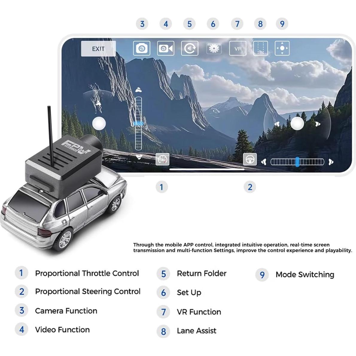 Coche RC Mini Drift 1/64 WL FPV con Cámara HD y 3 Velocidades