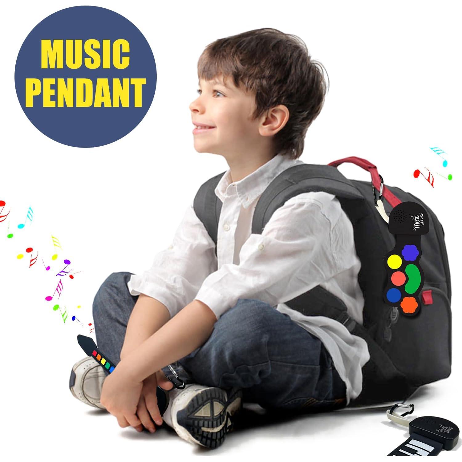 Mini Roll up Silicone Musical instuments Real Playable Keychain Toy Set Thumb On-Off Music Fidget Toy Guita Piano Jazz Drum Mini Stuff for Adults Kid Music Lover