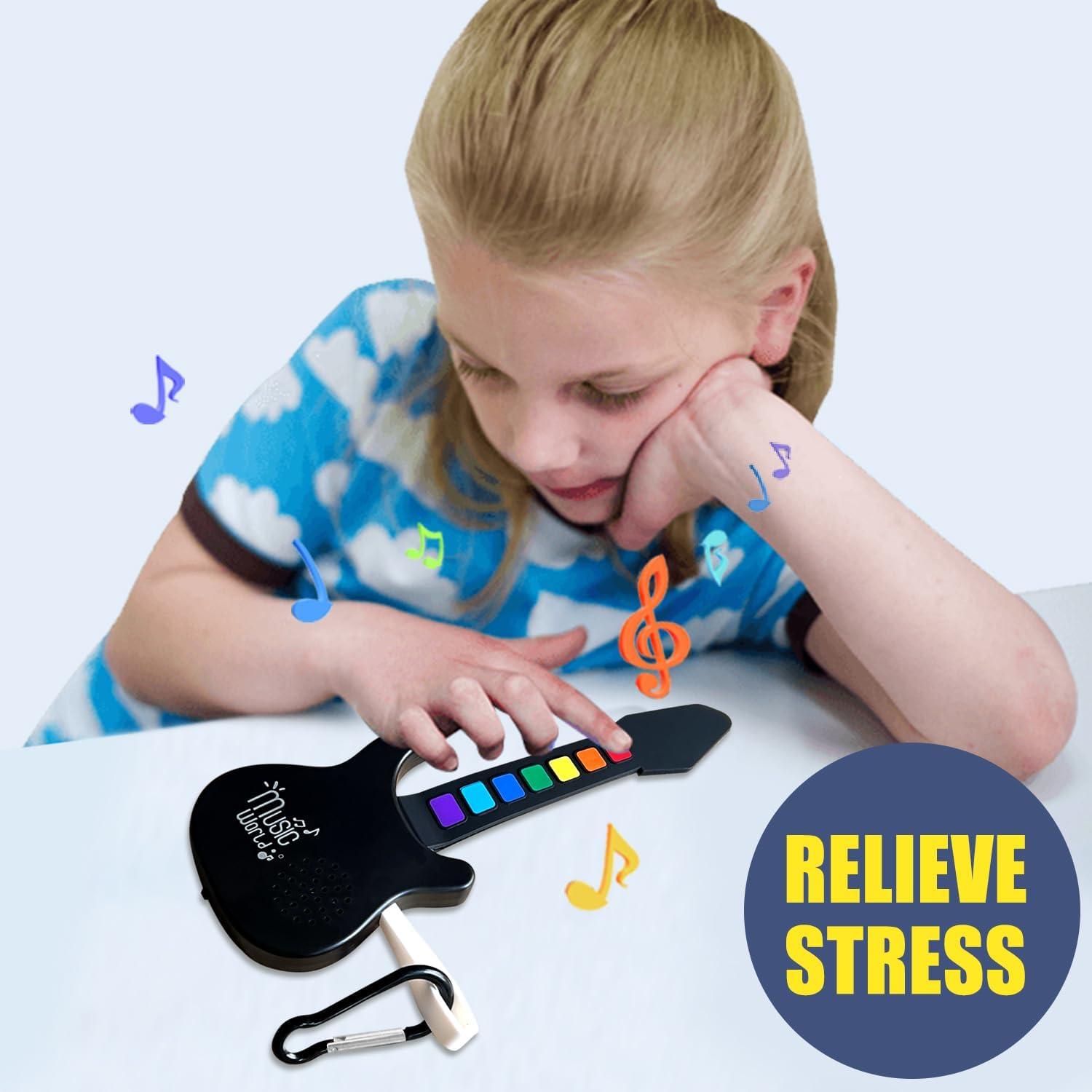 Mini Roll up Silicone Musical instuments Real Playable Keychain Toy Set Thumb On-Off Music Fidget Toy Guita Piano Jazz Drum Mini Stuff for Adults Kid Music Lover