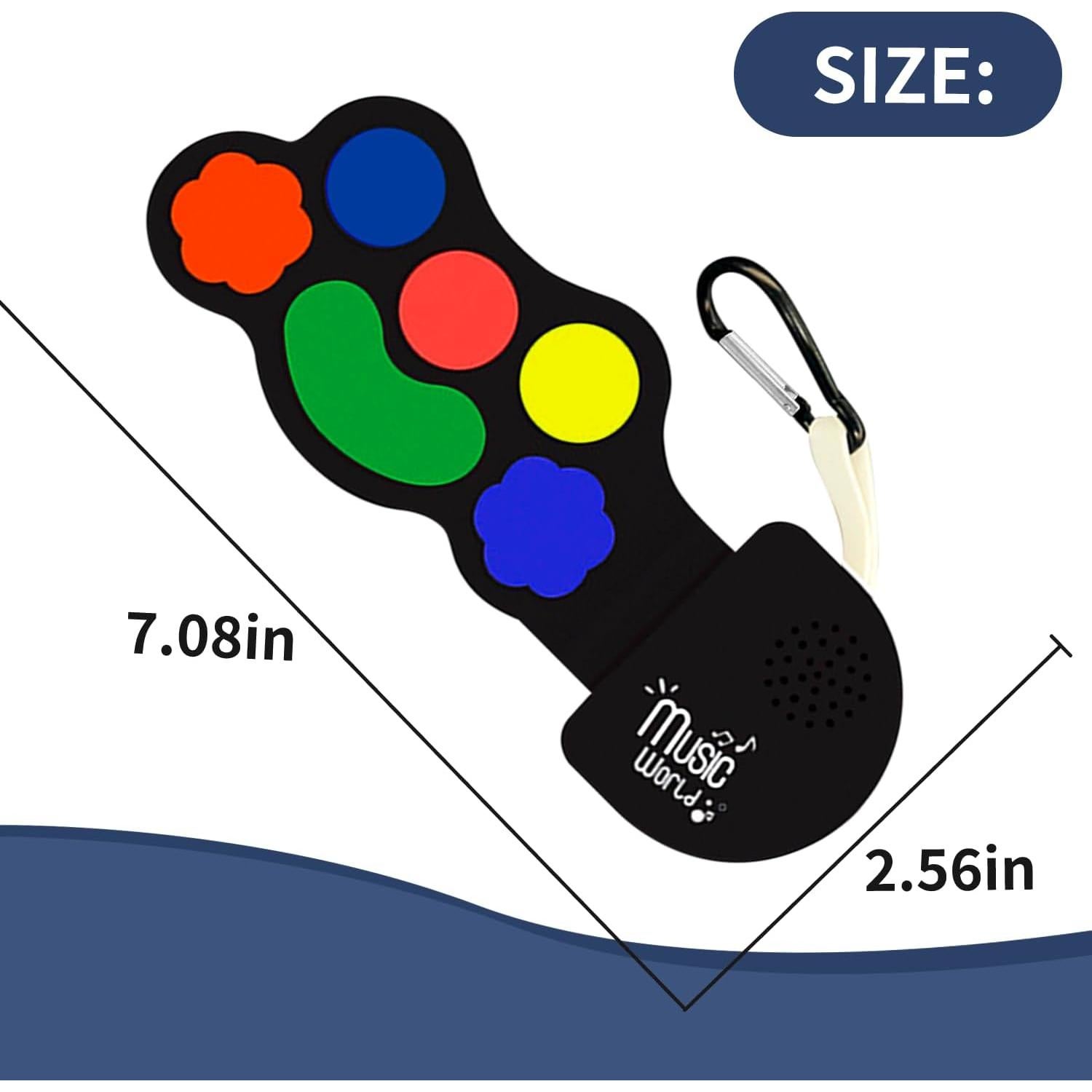 Mini Roll up Silicone Musical instuments Real Playable Keychain Toy Set Thumb On-Off Music Fidget Toy Guita Piano Jazz Drum Mini Stuff for Adults Kid Music Lover