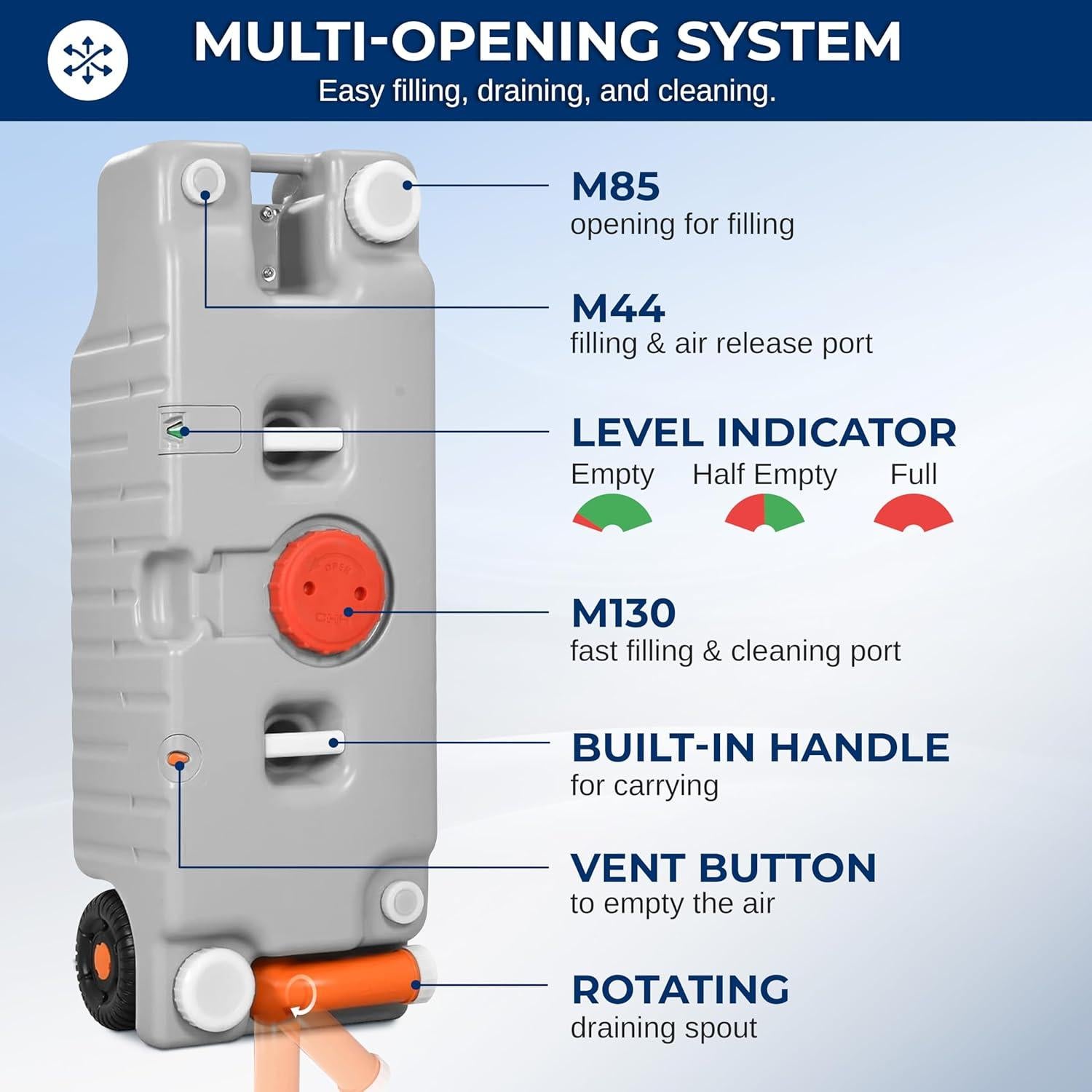 Tanque de Agua SereneLife 75L con Ruedas y Pico Giratorio