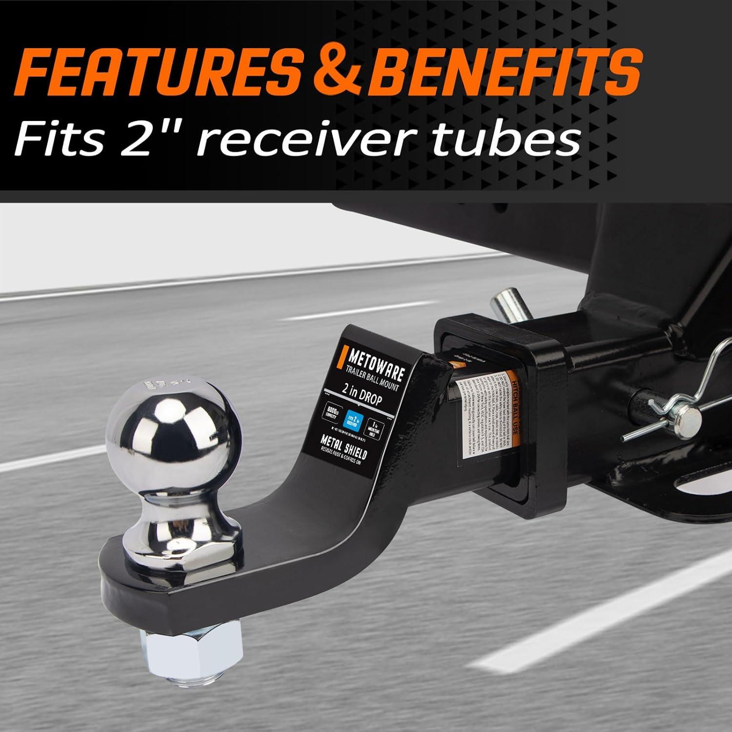 Soporte de bola de enganche METOWARE 2" con bloqueo 6000 lbs