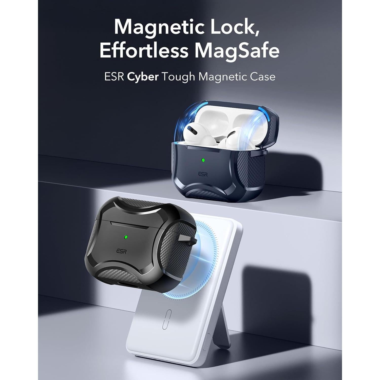 Funda ESR para AirPods Pro 2 y 1 - Protección MagSafe Negra