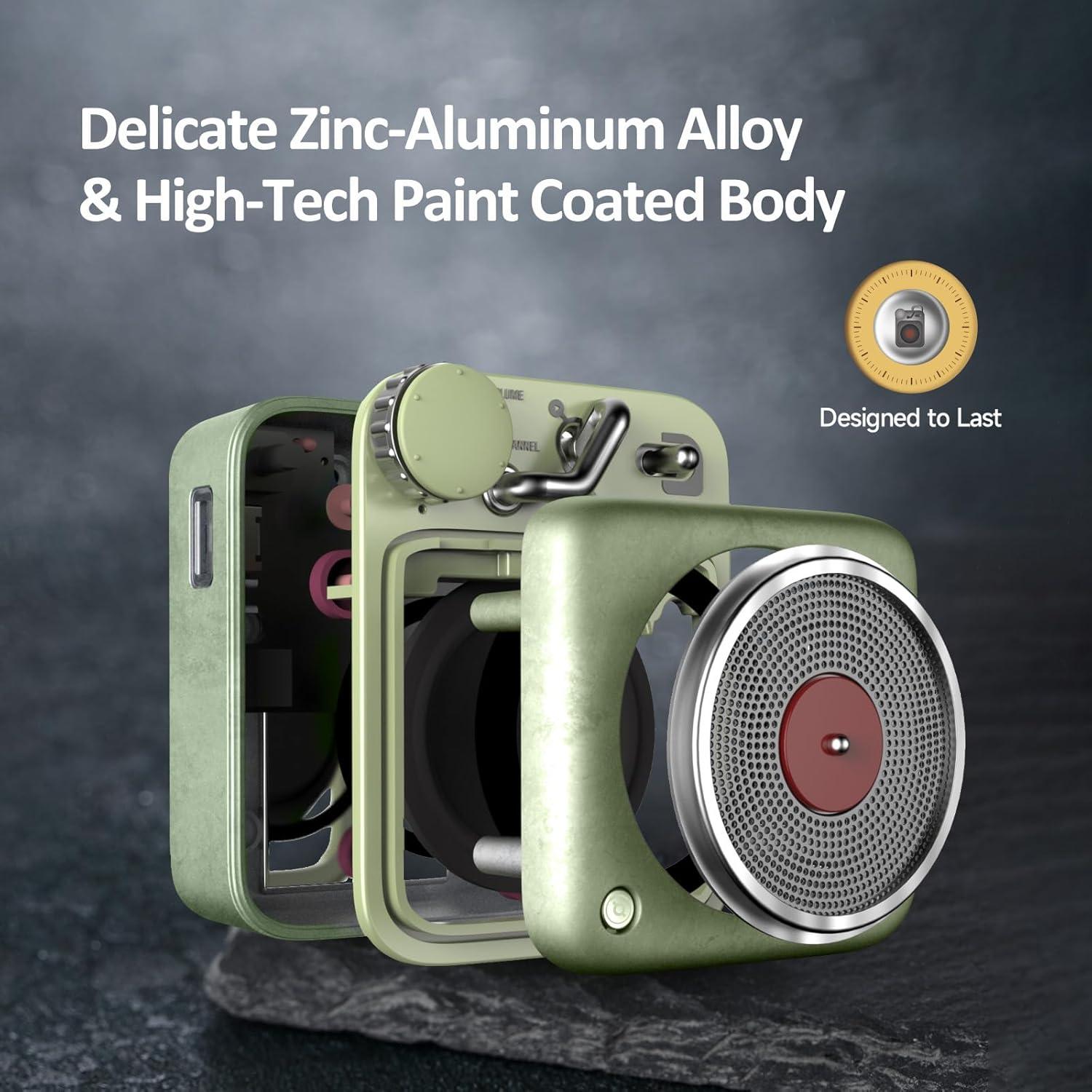 Altavoz Bluetooth MUZEN Botón Retro Verde Compacto 6.35cm