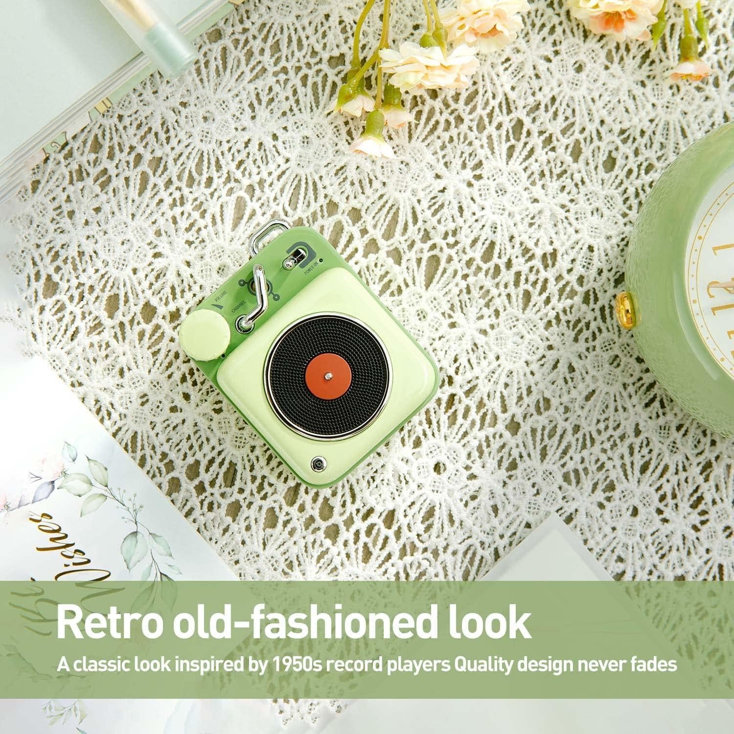 Altavoz Bluetooth MUZEN Botón Retro Verde Compacto 6.35cm