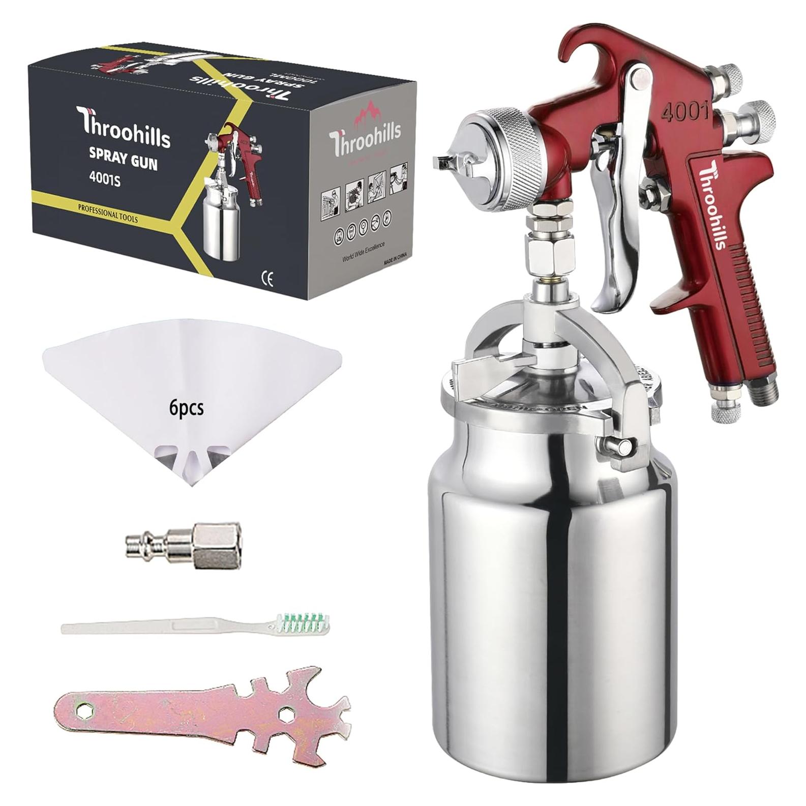 Pistola de Pulverización HVLP Throohills 1.8mm 1000cc Rojo
