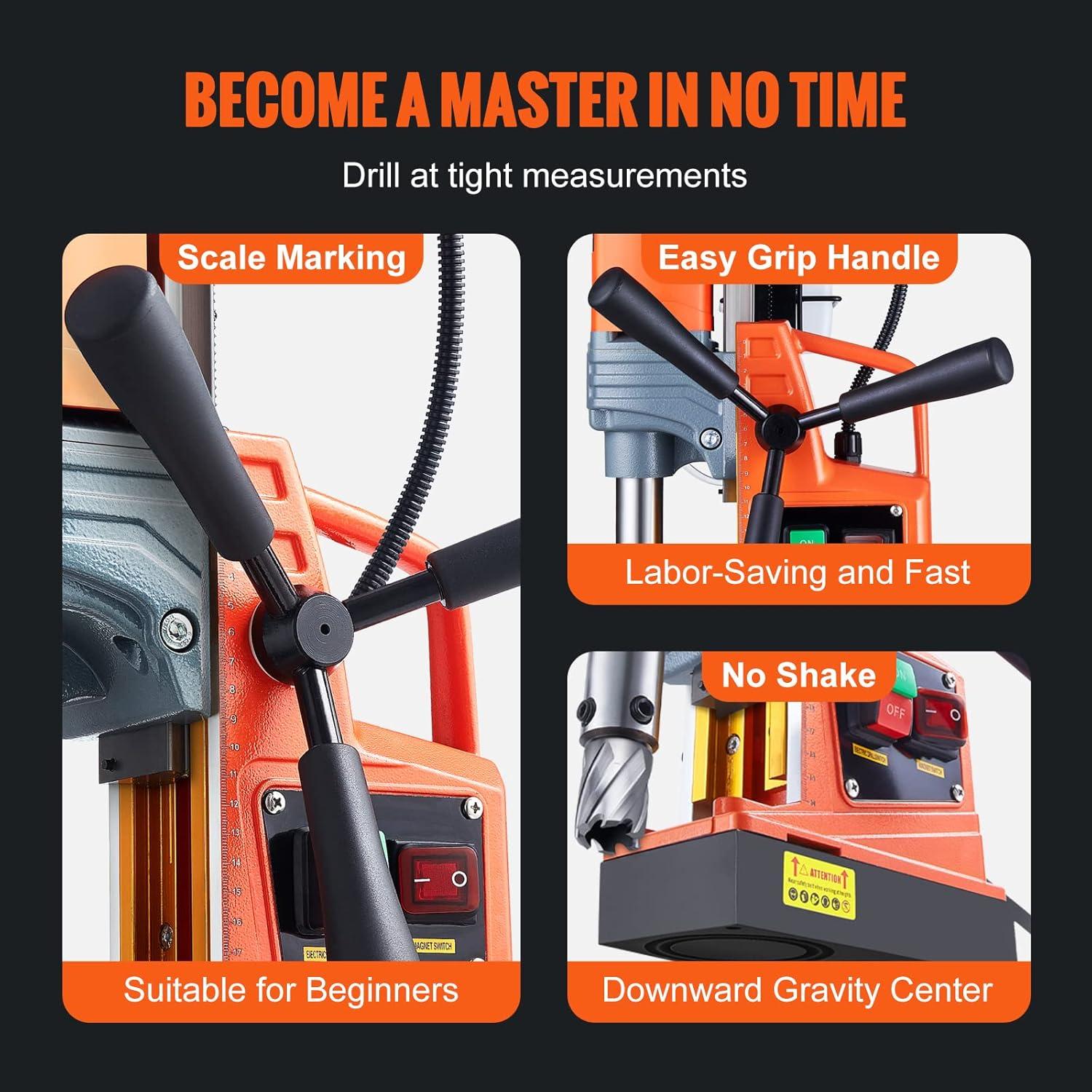 Taladro Magnético VEVOR 1300W 40mm Perforación Eléctrico