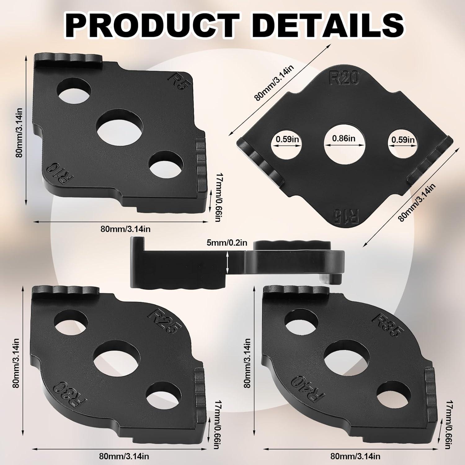 Plantillas de Router de Esquina Xuhal 4 Pcs ABS 8x8 cm