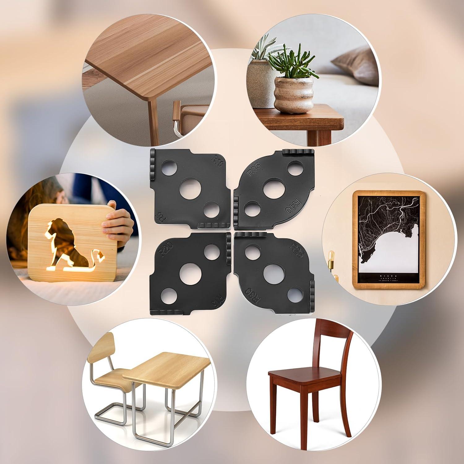 Plantillas de Router de Esquina Xuhal 4 Pcs ABS 8x8 cm